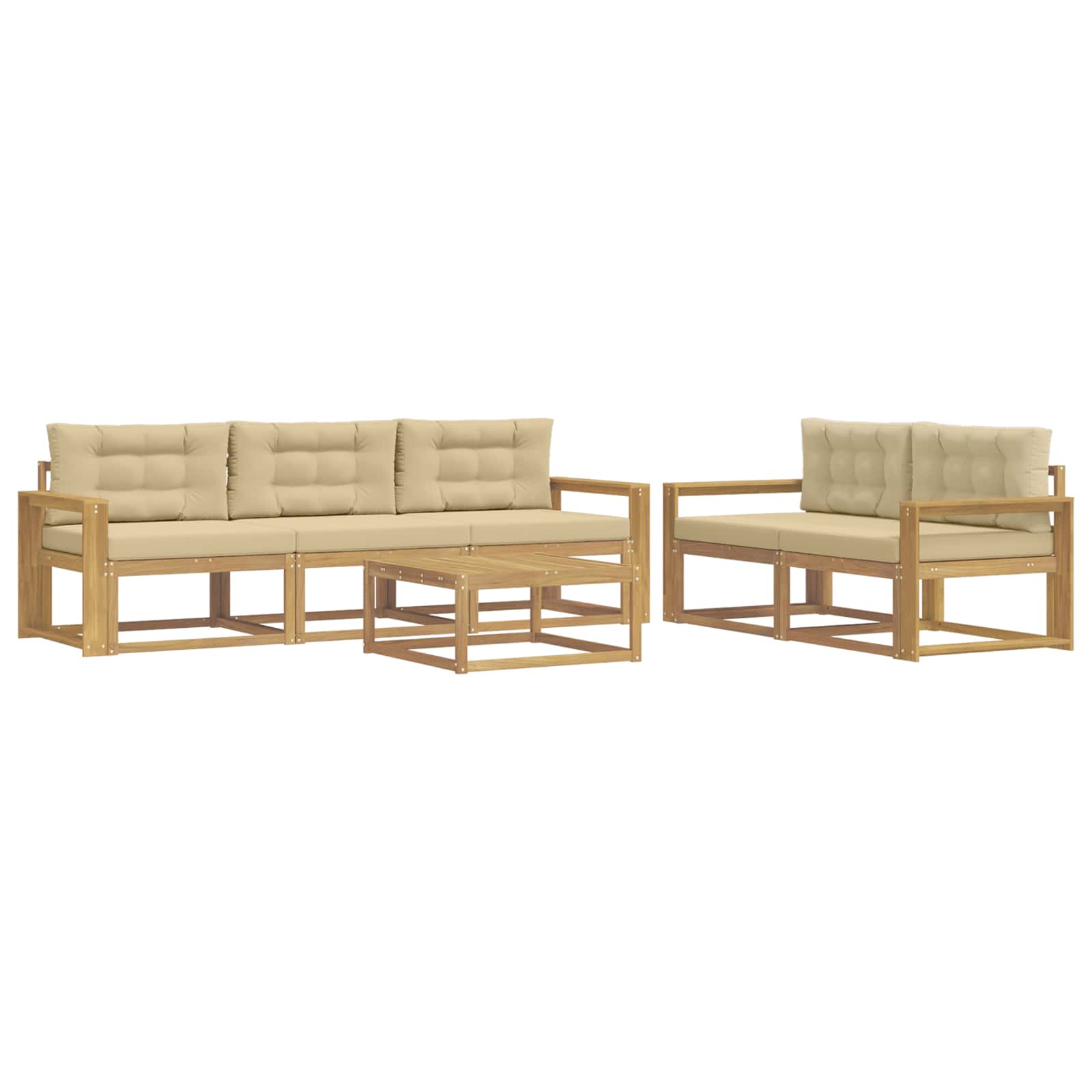 Set vanjskih sofa s jastukom 6 pcs Bijela i bež