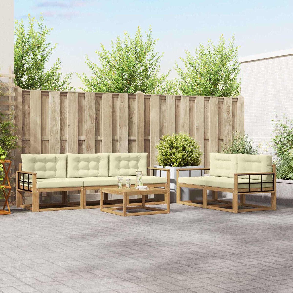 Set vanjskih sofa 6 kom. Bijela i krem