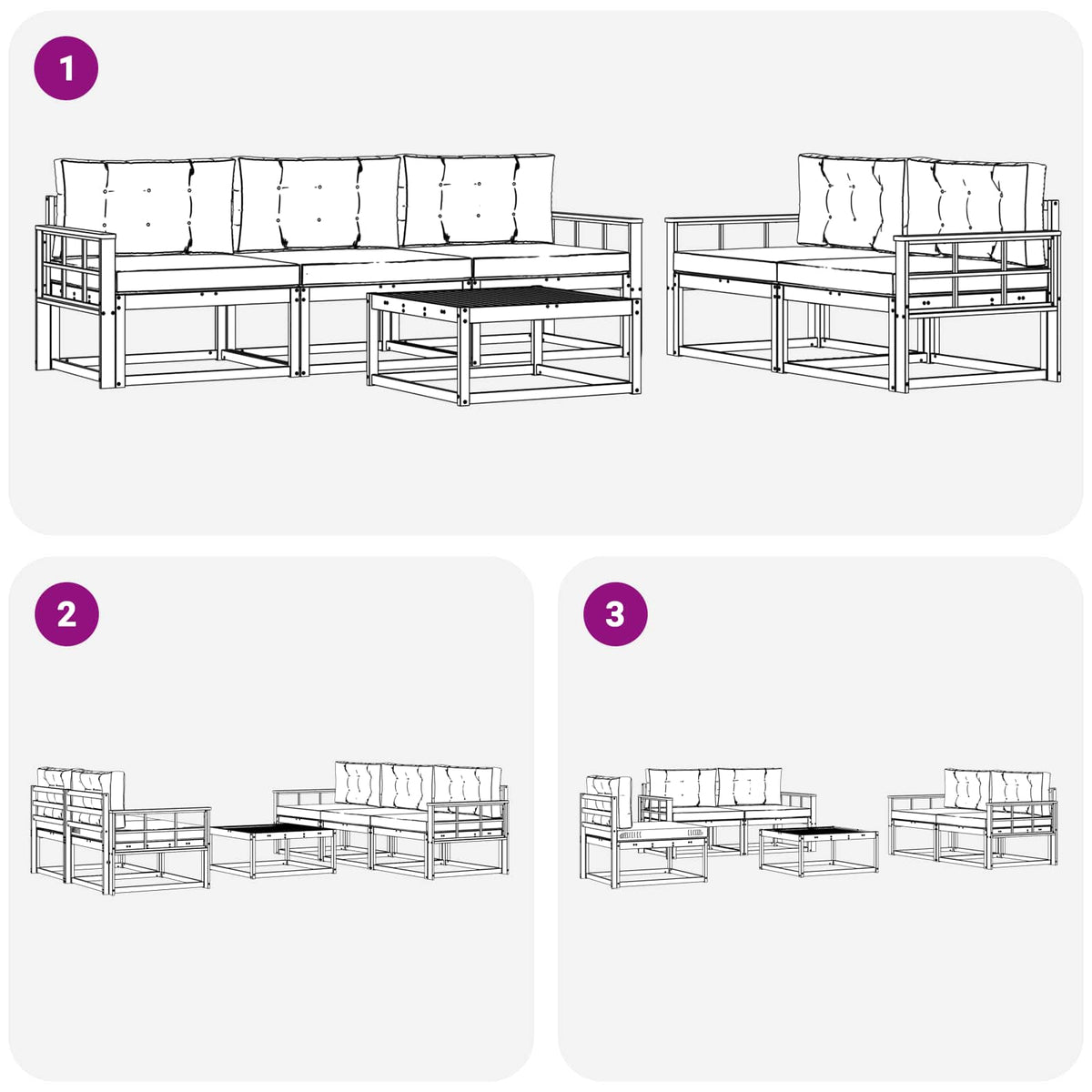 Set vanjskih sofa 6 kom. Bijela i antracit