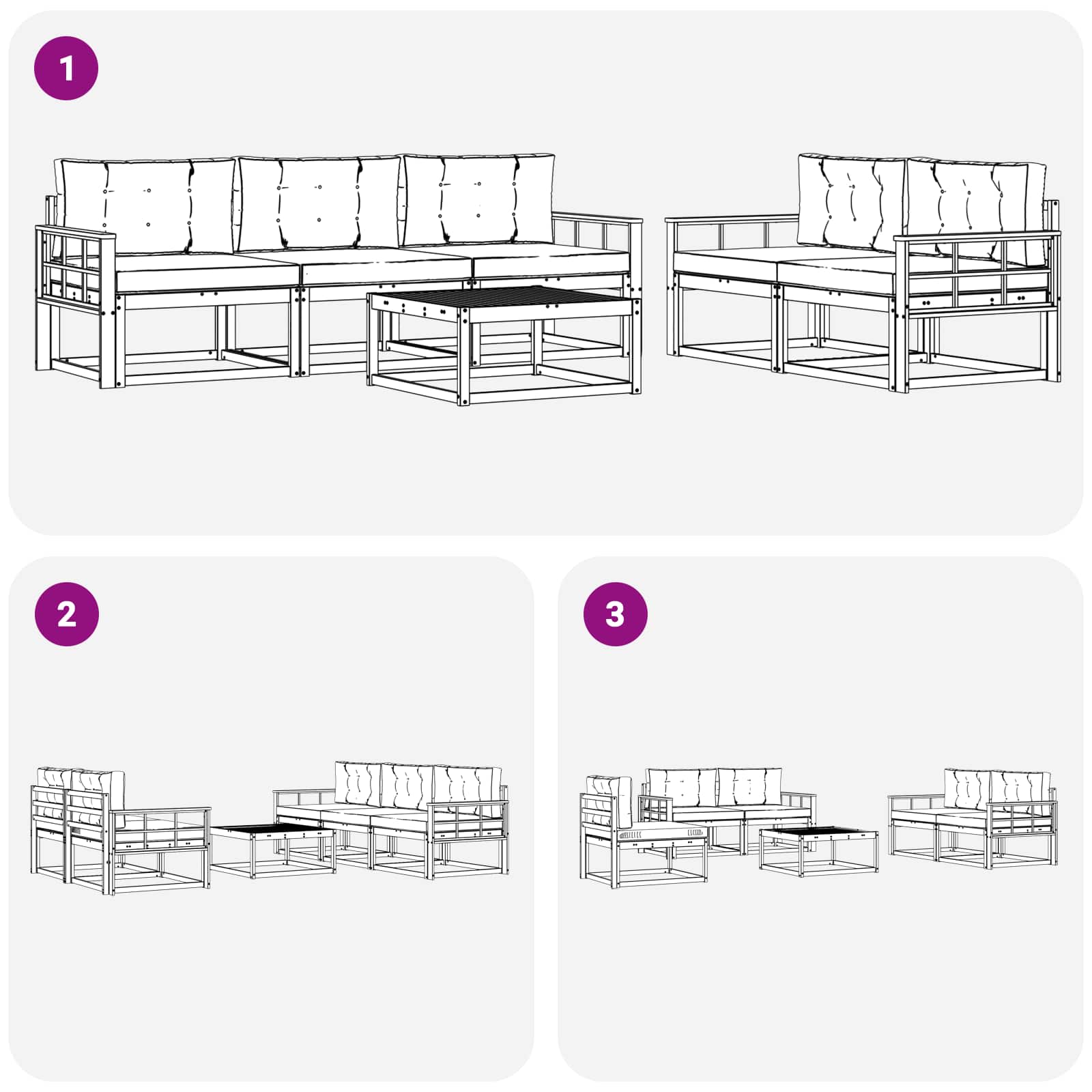 Set vanjskih sofa s jastukom 6 pcs Bijela i bež
