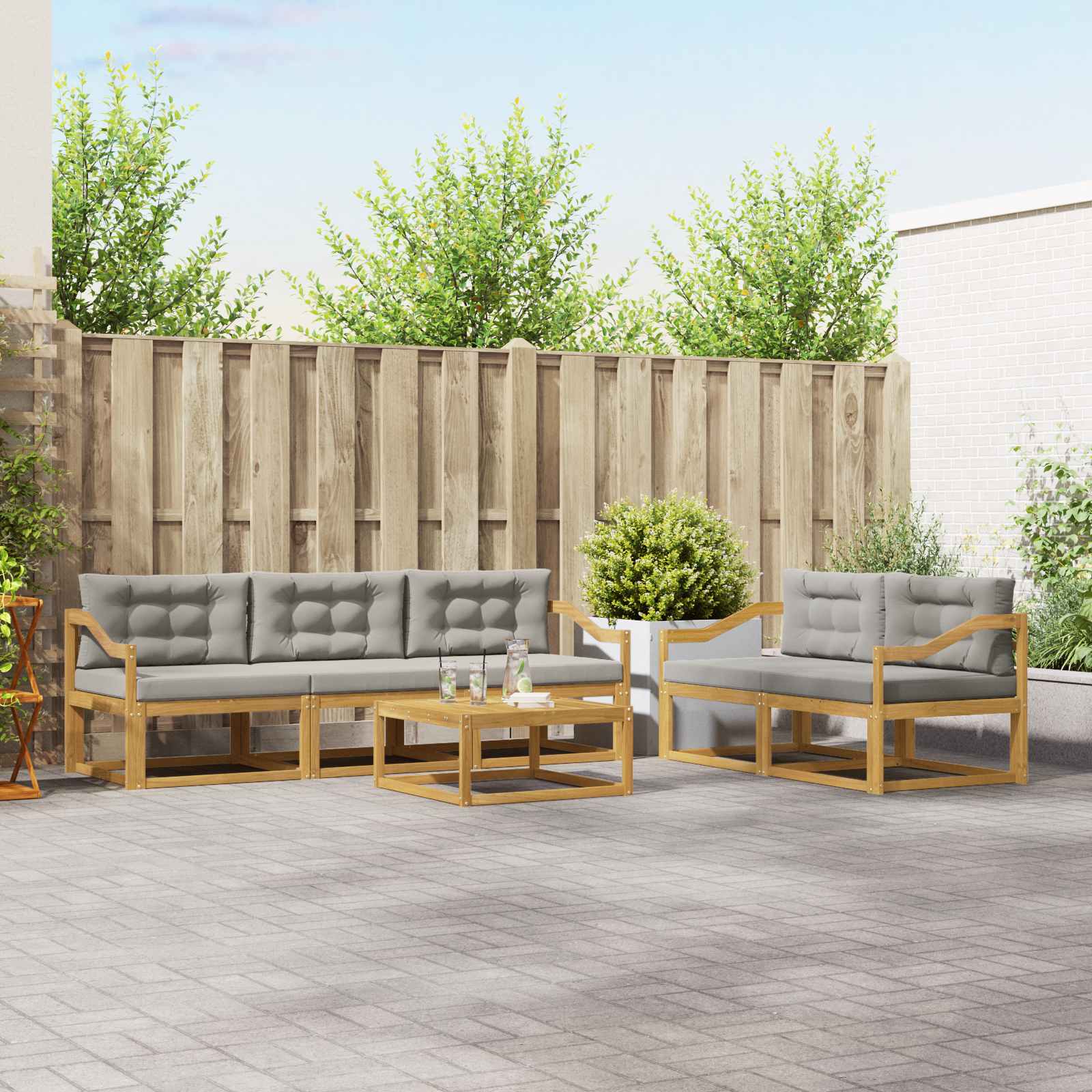 Set vanjskih sofa 6 kom. Bijela i svjetlosiva
