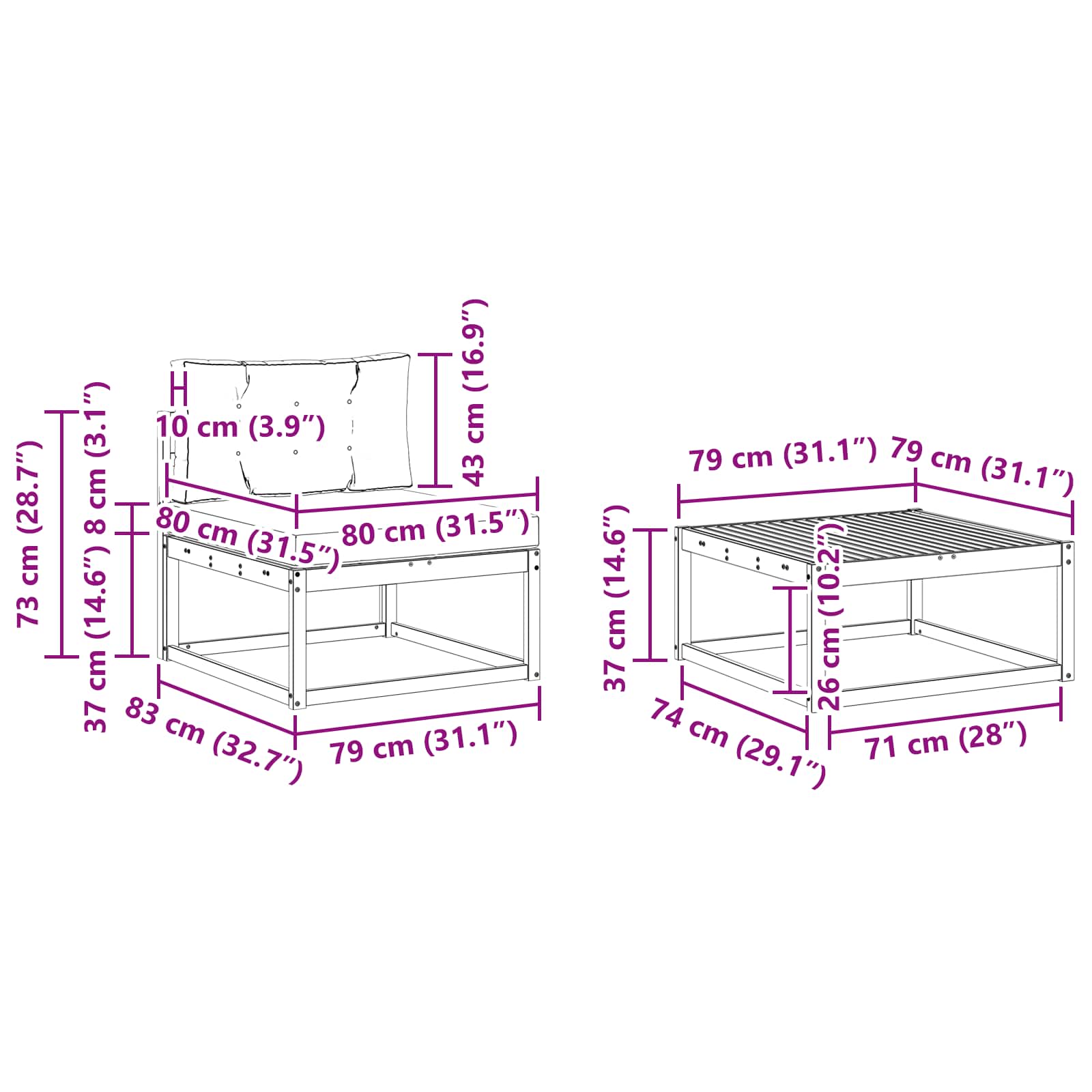 Set vanjskih sofa 6 kom. Bijela i svjetlosiva