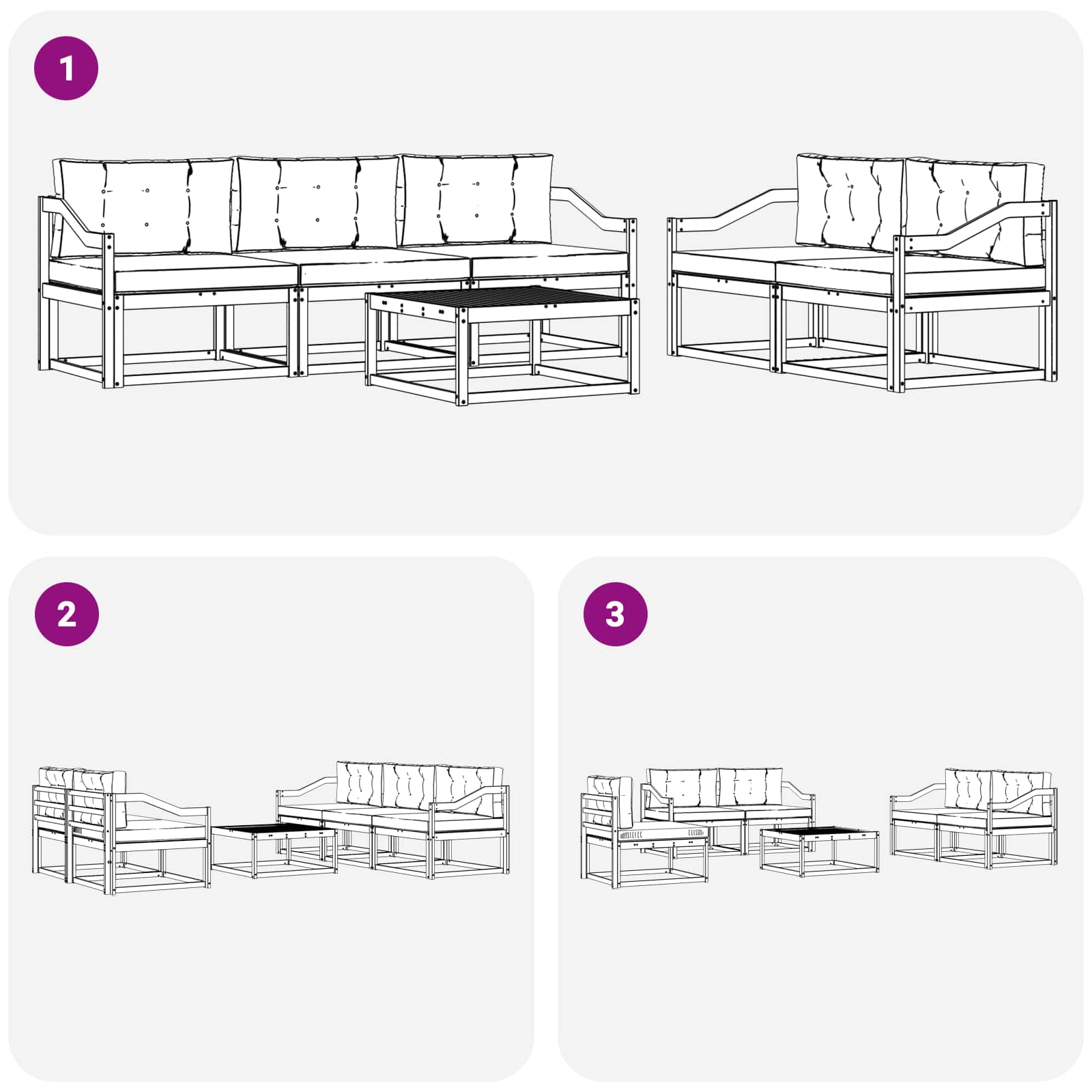 Set vanjskih sofa 6 kom. Bijela i svjetlosiva