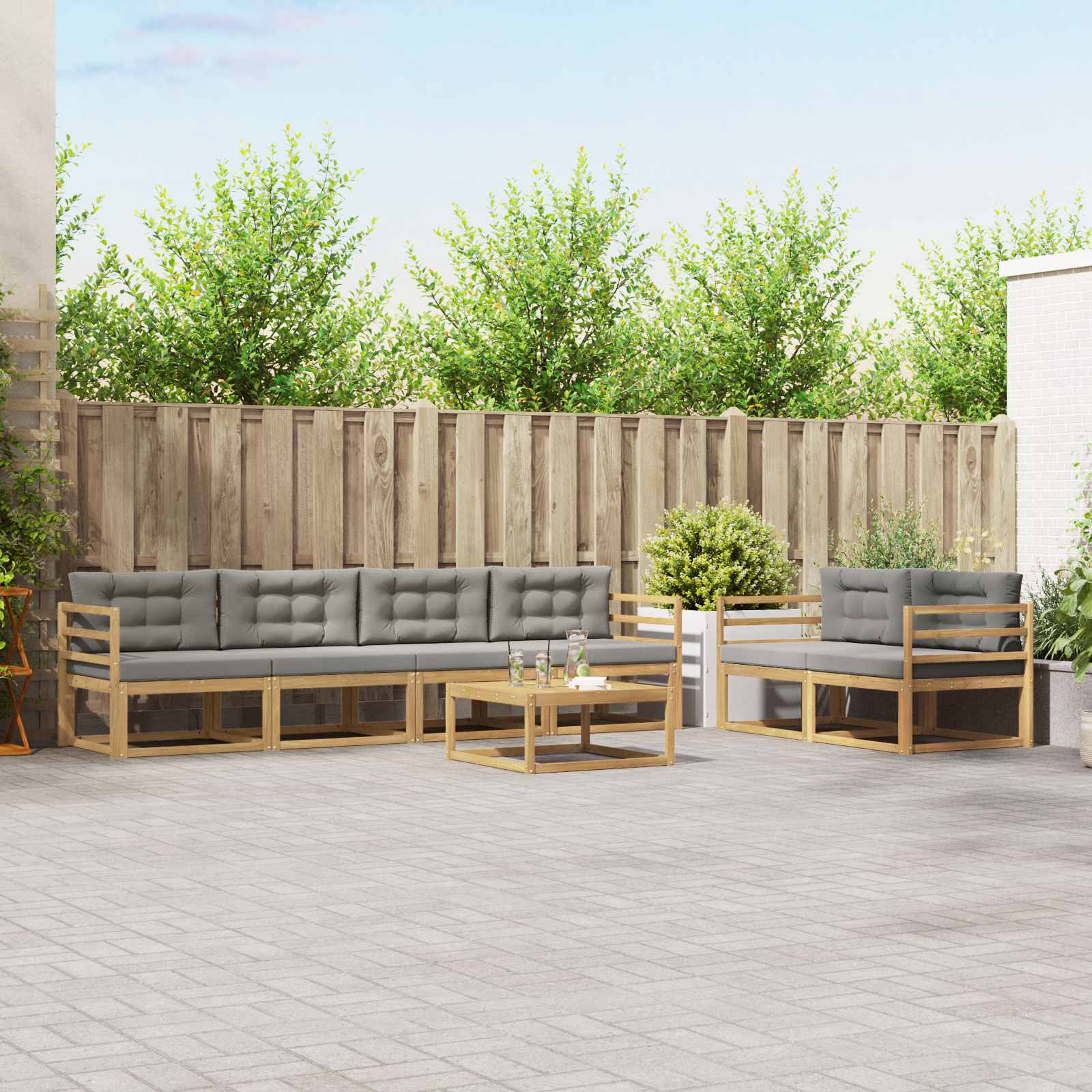 Set vanjskih sofa 6 kom. Bijela i svjetlosiva