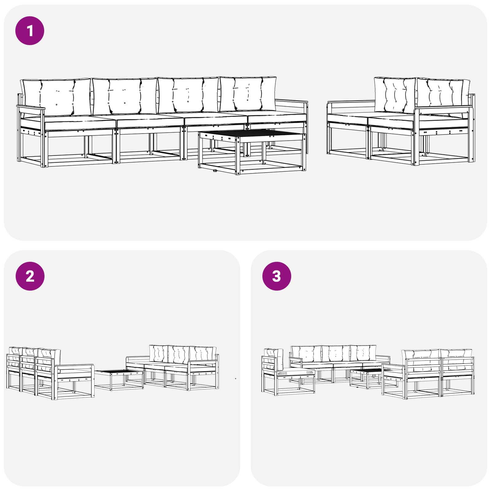Set vanjskih sofa s jastukom 6 pcs Bijela i krem