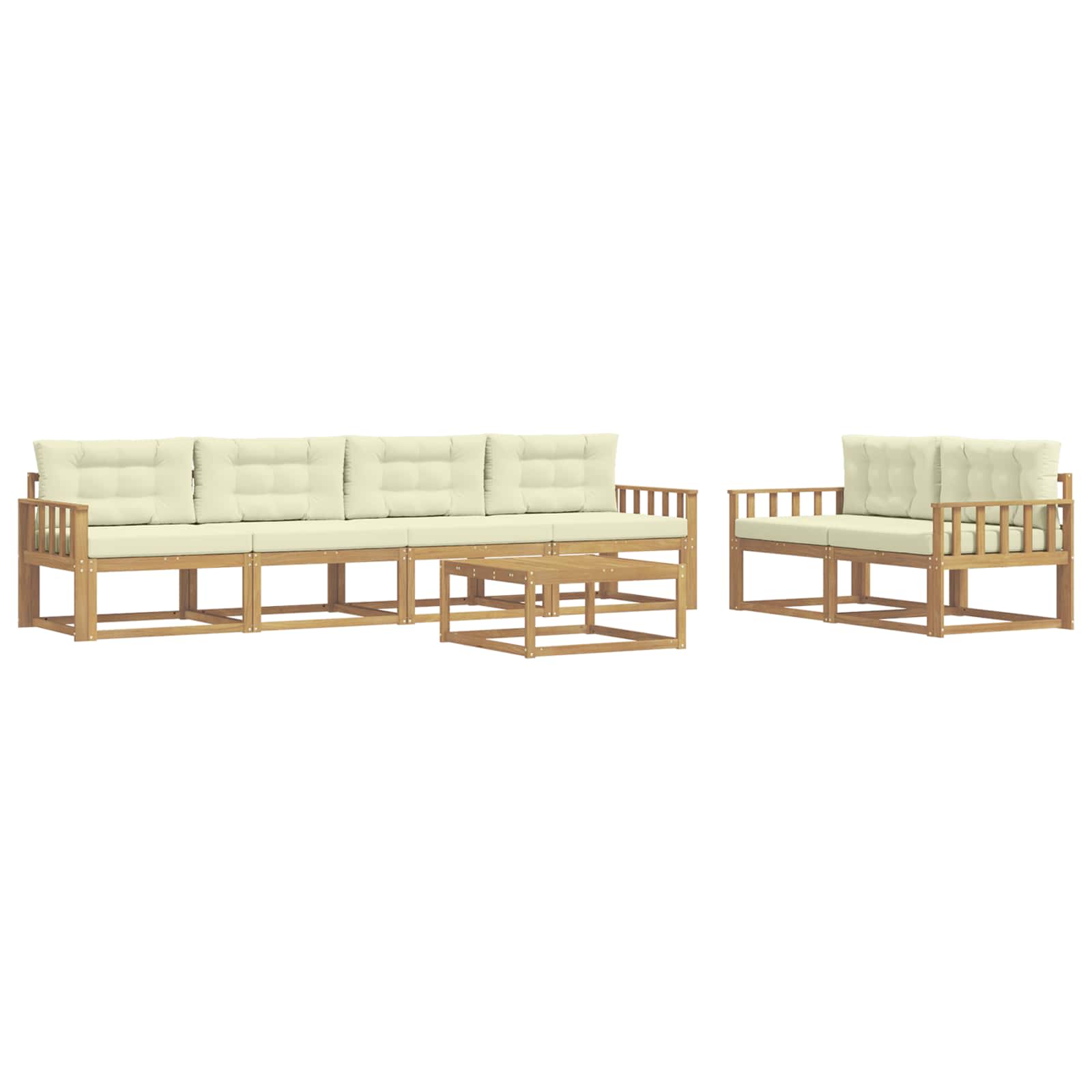 Set vanjskih sofa s jastukom 6 pcs Bijela i krem