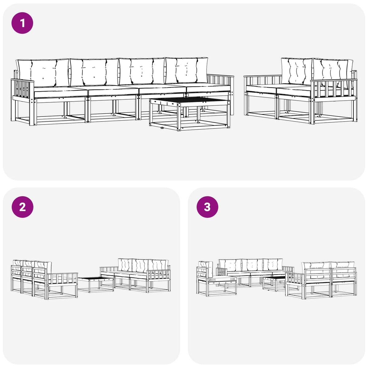 Set vanjskih sofa 6 kom. Bijela i bež