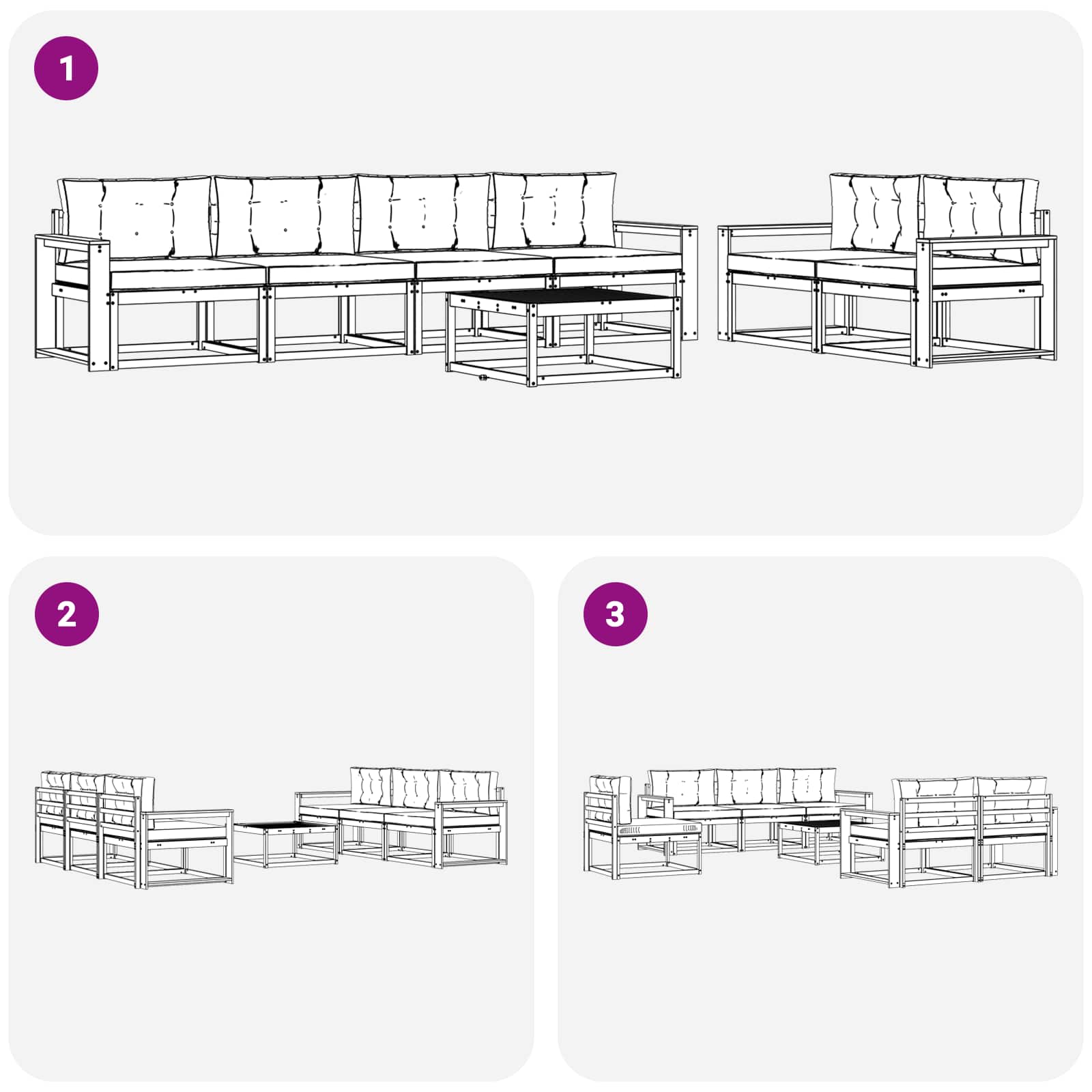Set vanjskih sofa s jastukom 6 pcs Bijela i svjetlosiva