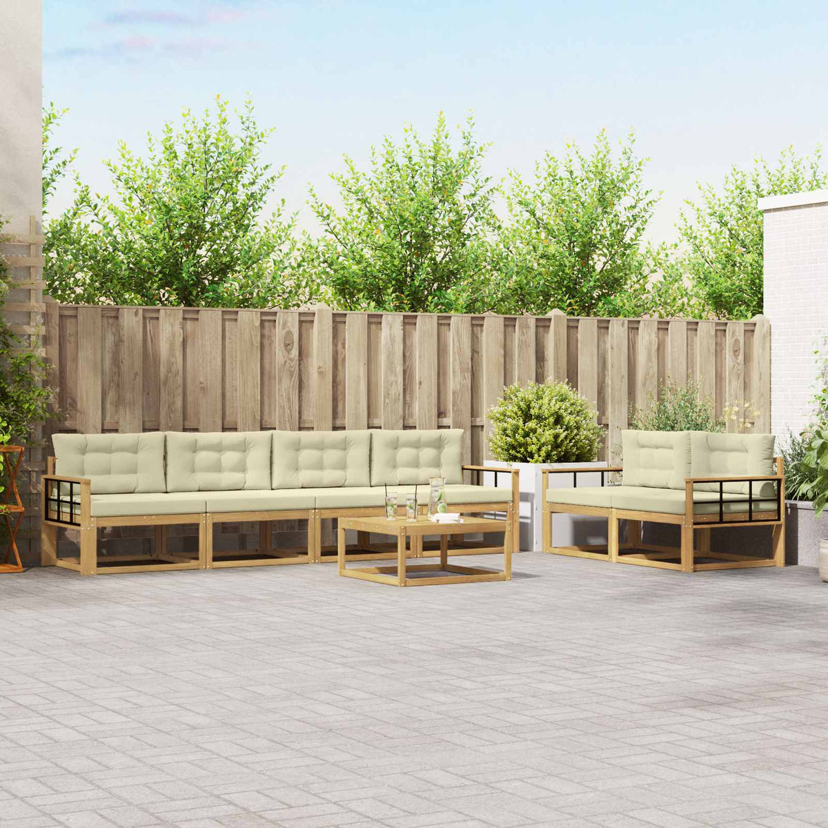 Set vanjskih sofa 6 kom. Bijela i krem