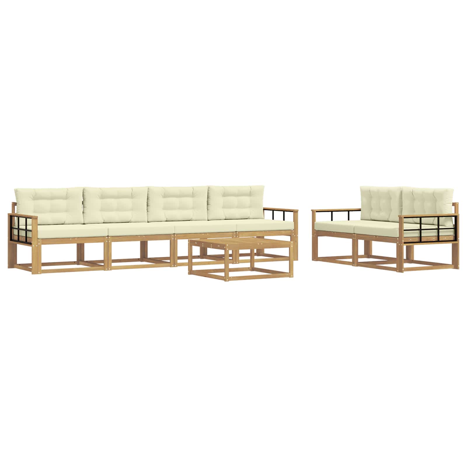 Set vanjskih sofa s jastukom 6 pcs Bijela i krem