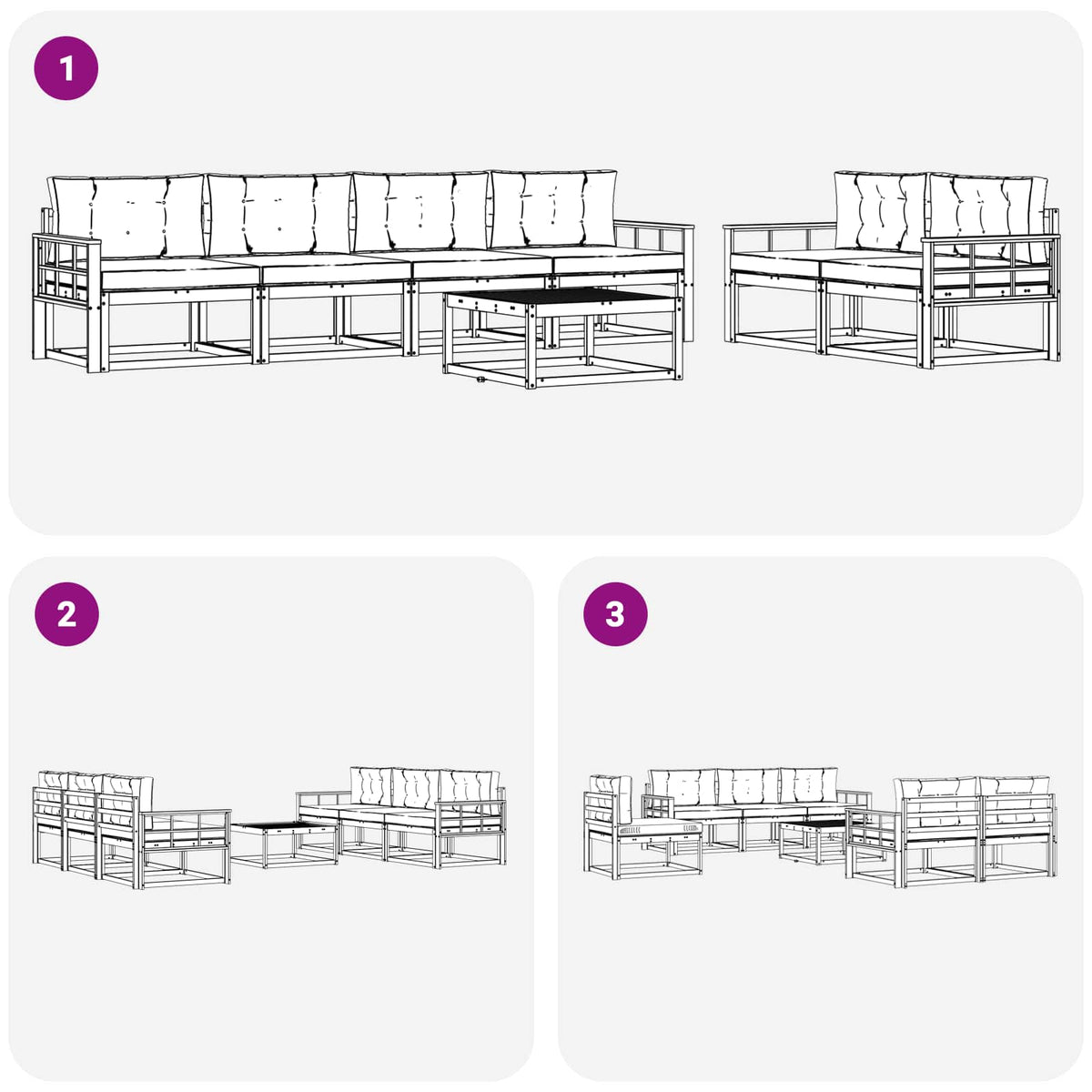 Set vanjskih sofa 6 kom. Bijela i krem