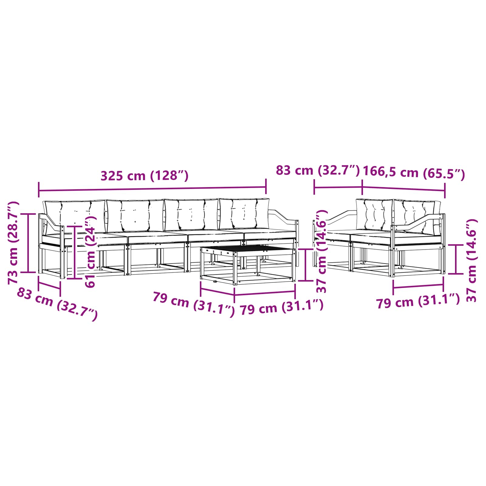 Set vanjskih sofa s jastukom 6 pcs Bijela i svjetlosiva