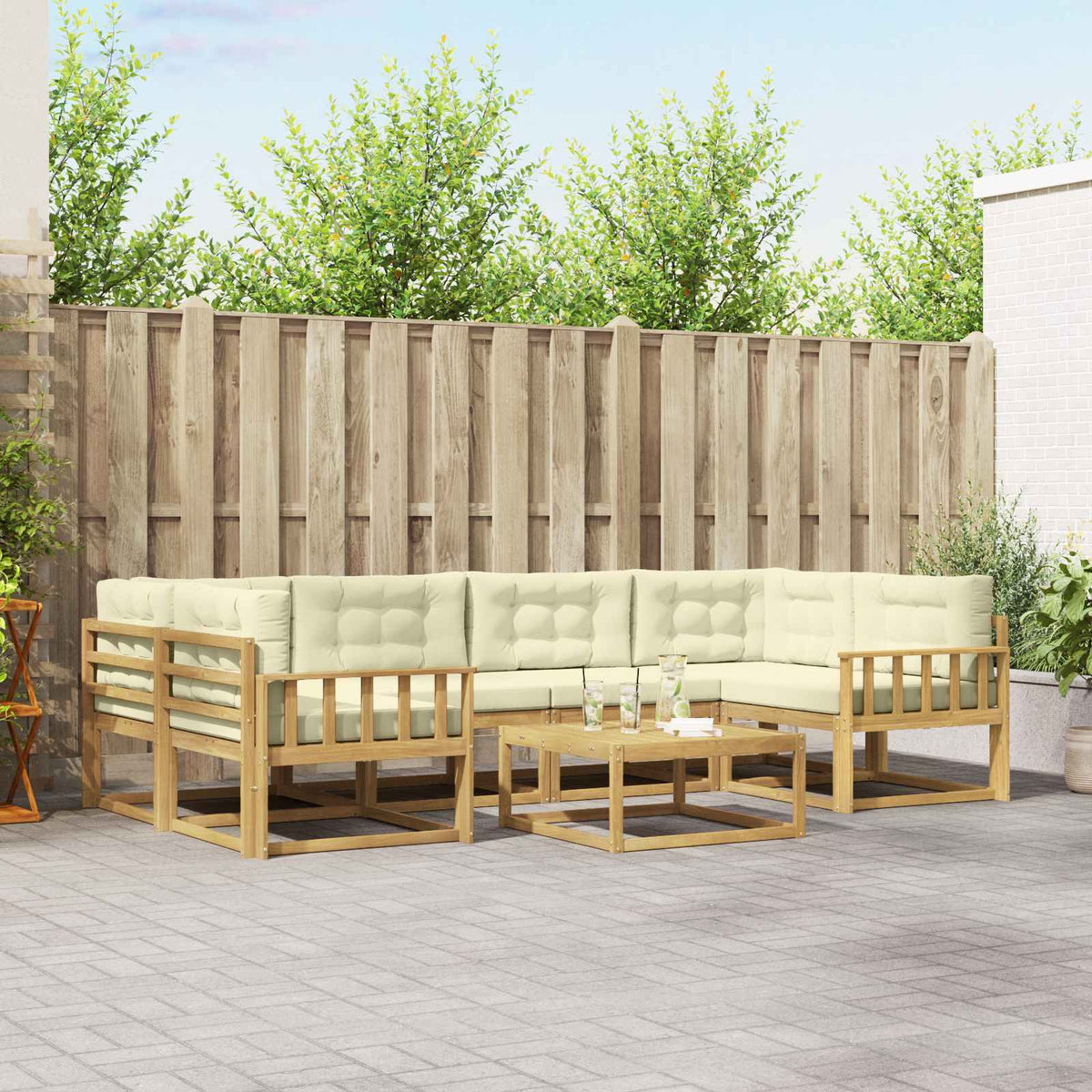 Set vanjskih sofa 5 kom. Bijela i krem