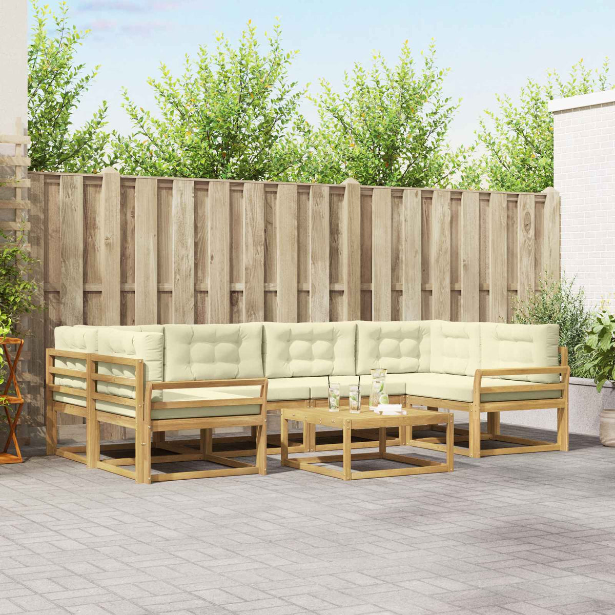 Set vanjskih sofa 5 kom. Bijela i krem