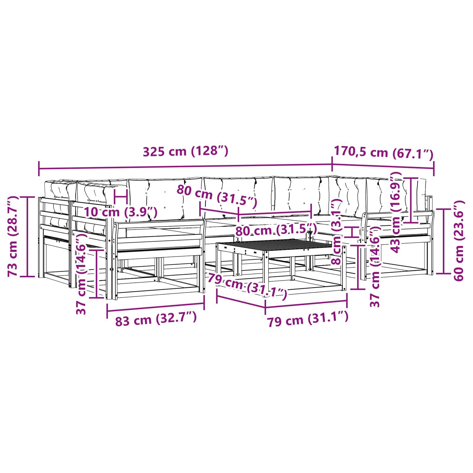 Set vanjskih sofa s jastukom 5 pcs Bijela i krem