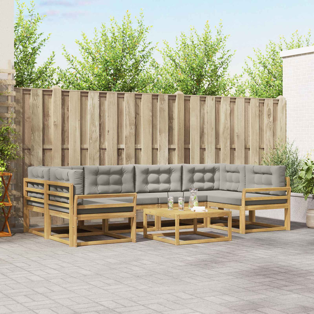 Set vanjskih sofa 5 kom. Bijela i svjetlosiva