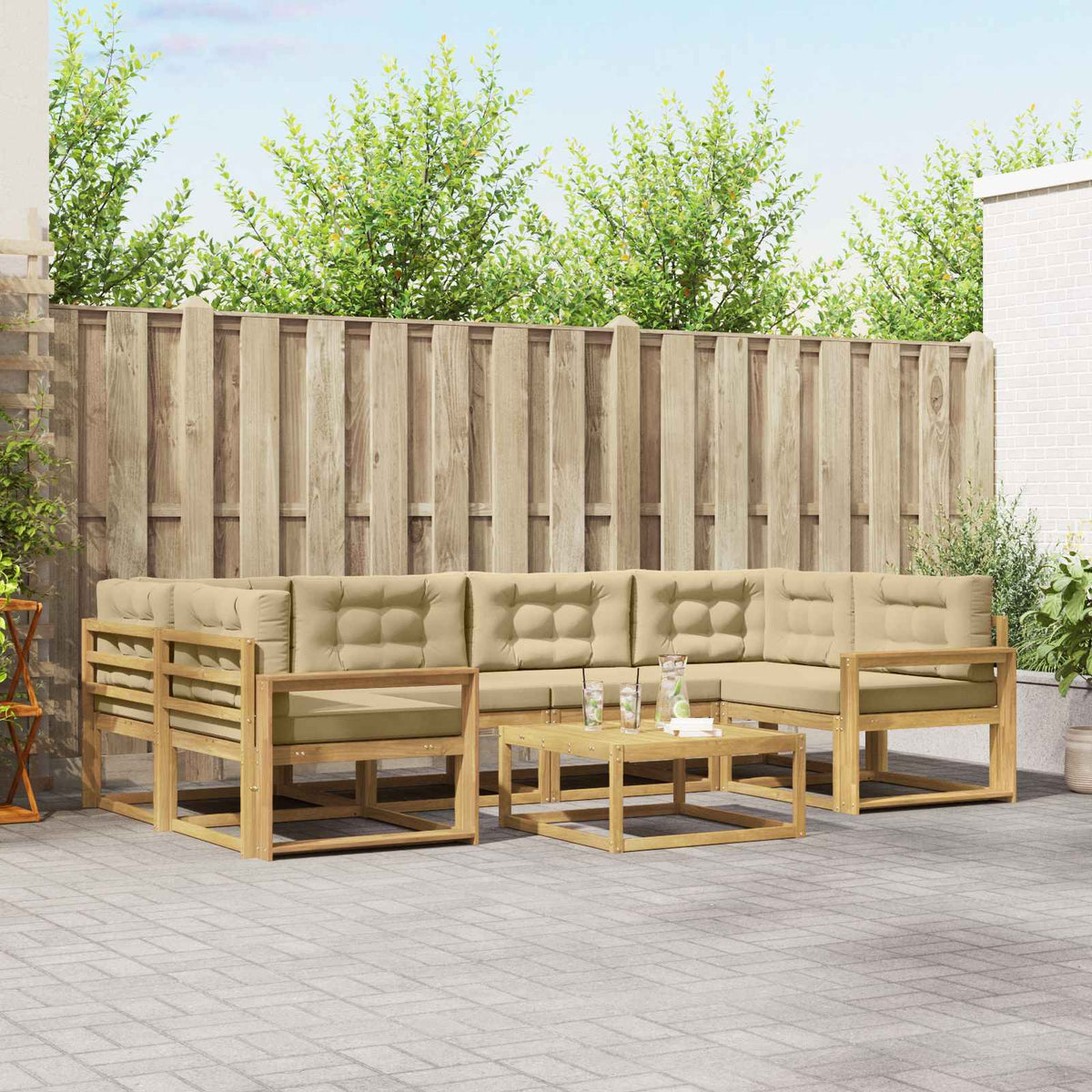 Set vanjskih sofa 5 kom. Bijela i bež
