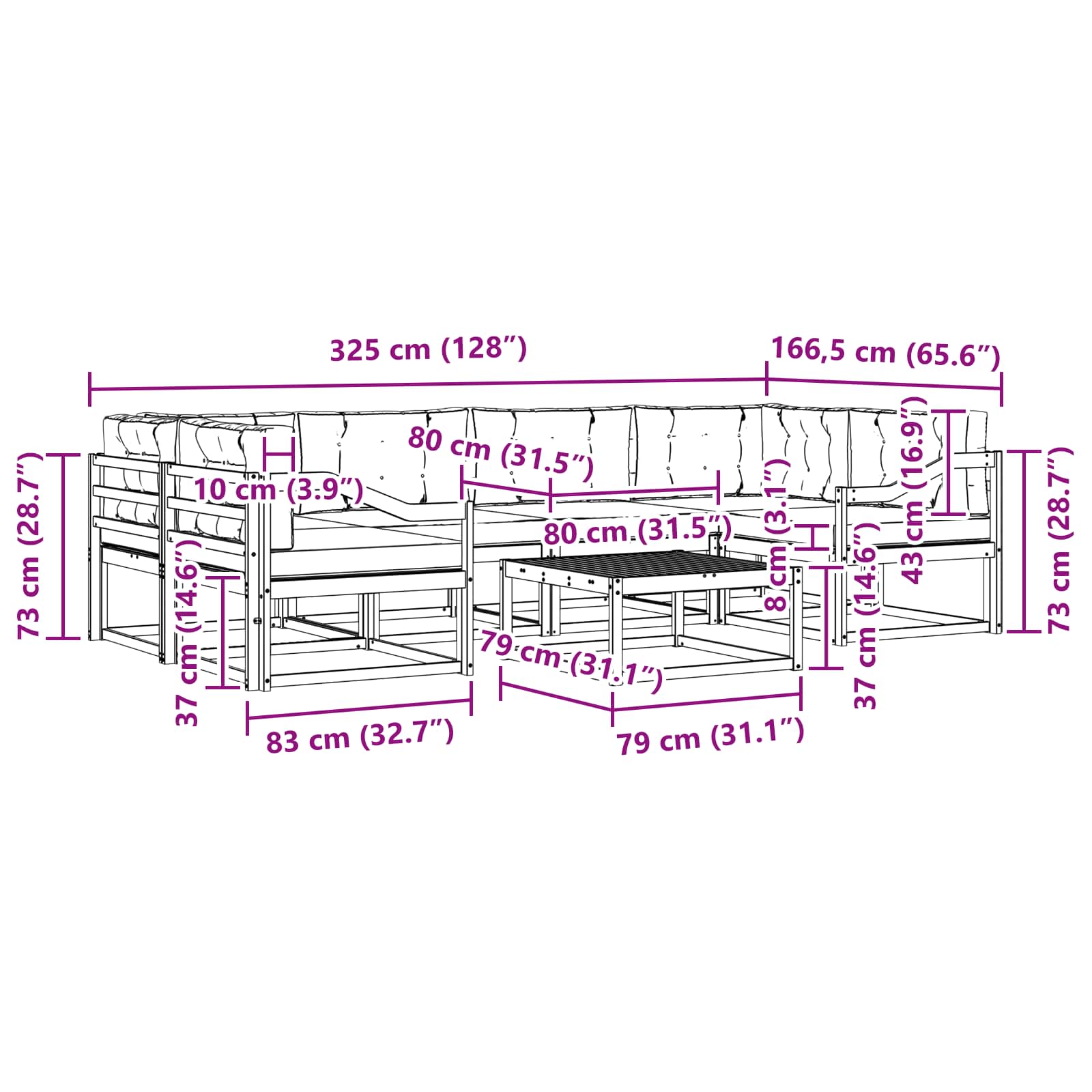 Set vanjskih sofa s jastukom 5 pcs Bijela i antracit