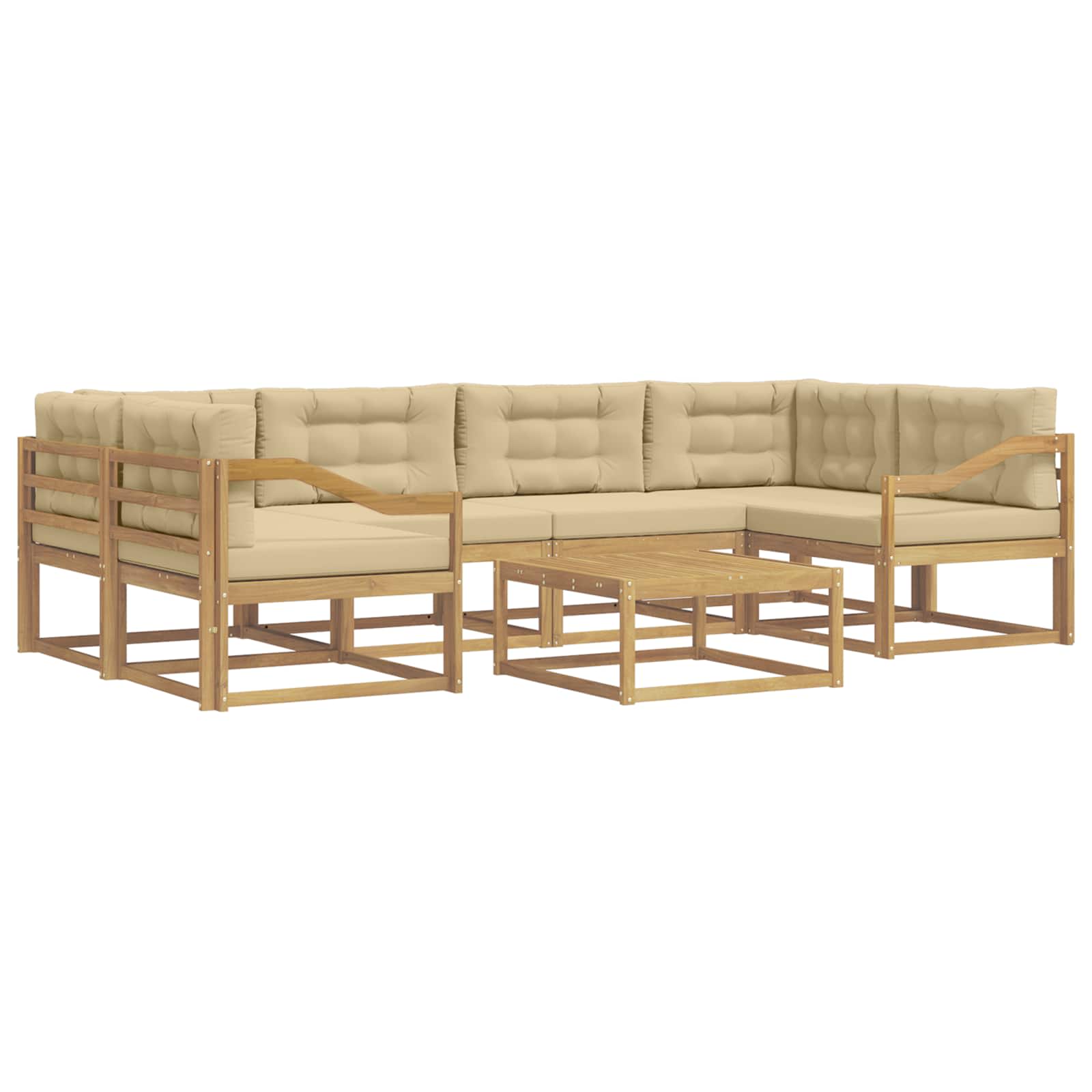 Set vanjskih sofa s jastukom 5 pcs Bijela i bež
