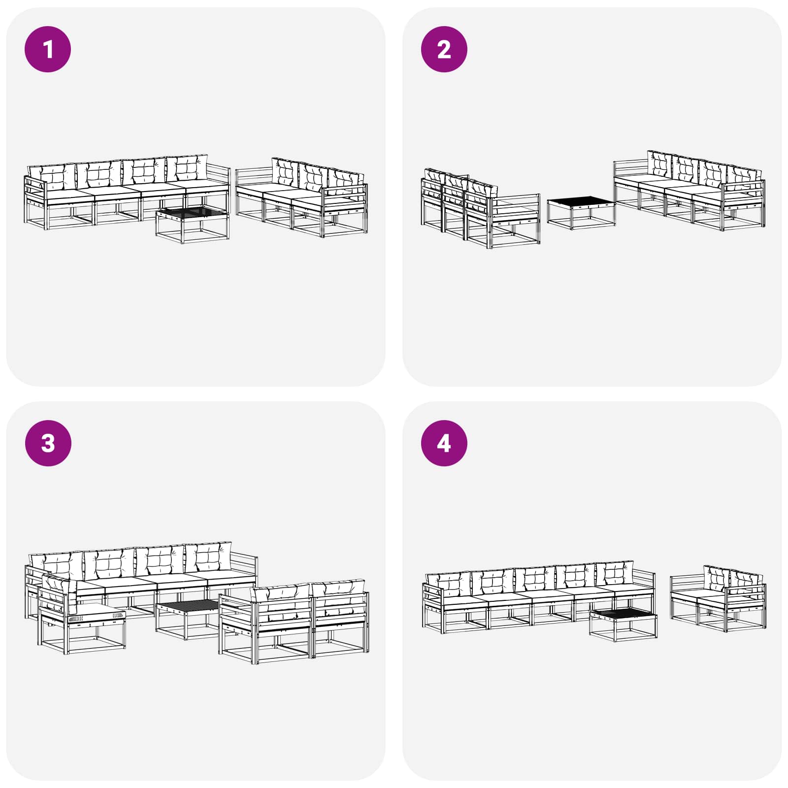 Set vanjskih sofa s jastukom 7 pcs Bijela i krem