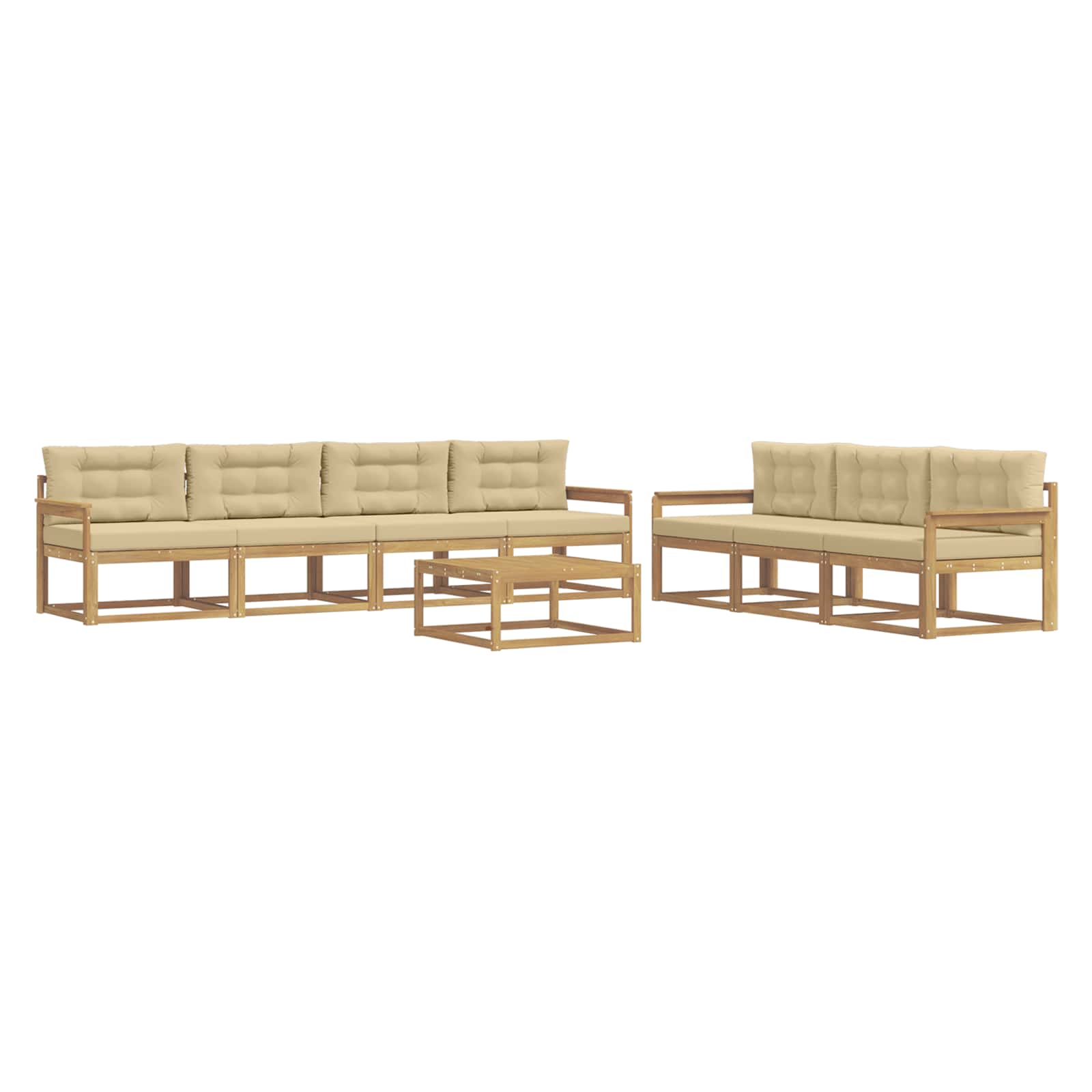 Set vanjskih sofa s jastukom 7 pcs Bijela i bež