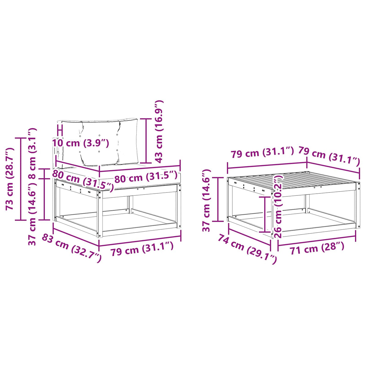 Set vanjskih sofa 7 kom. Bijela i krem