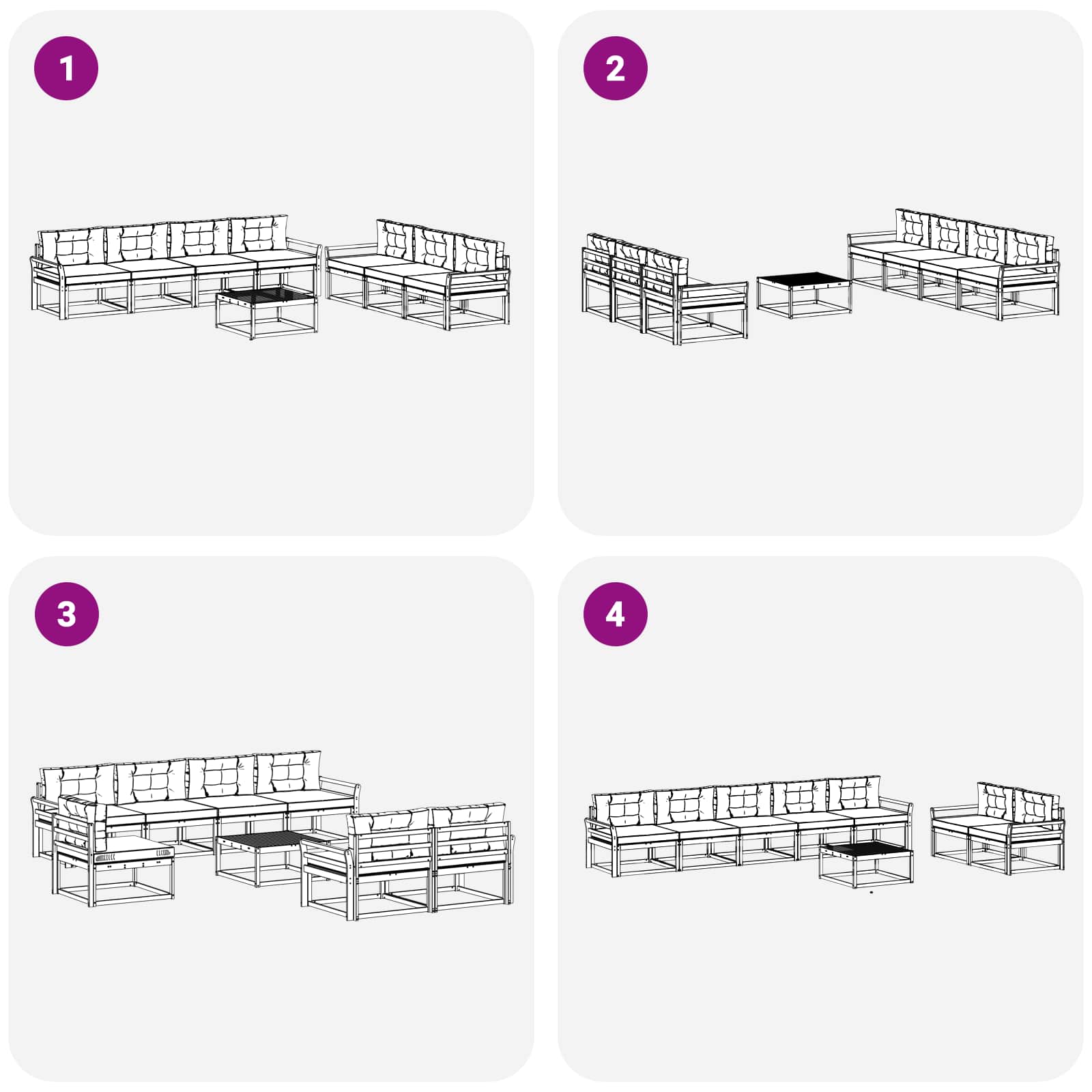 Set vanjskih sofa s jastukom 7 pcs Bijela i krem