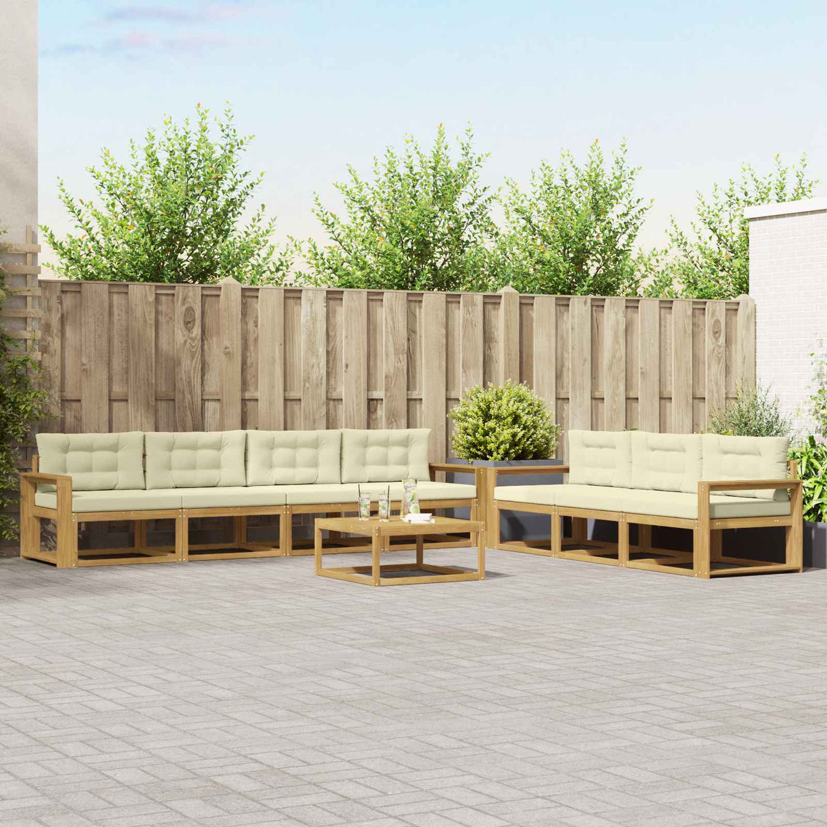 Set vanjskih sofa 7 kom. Bijela i krem