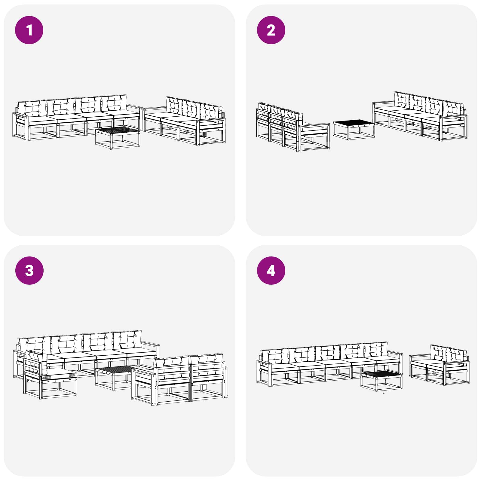 Set vanjskih sofa s jastukom 7 pcs Bijela i antracit