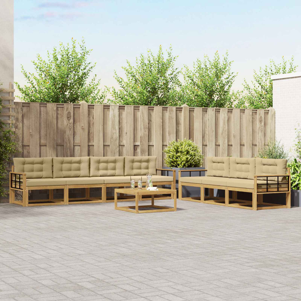 Set vanjskih sofa 7 kom. Bijela i bež