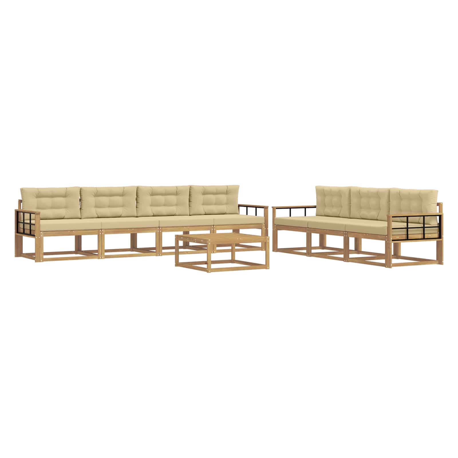 Set vanjskih sofa s jastukom 7 pcs Bijela i bež