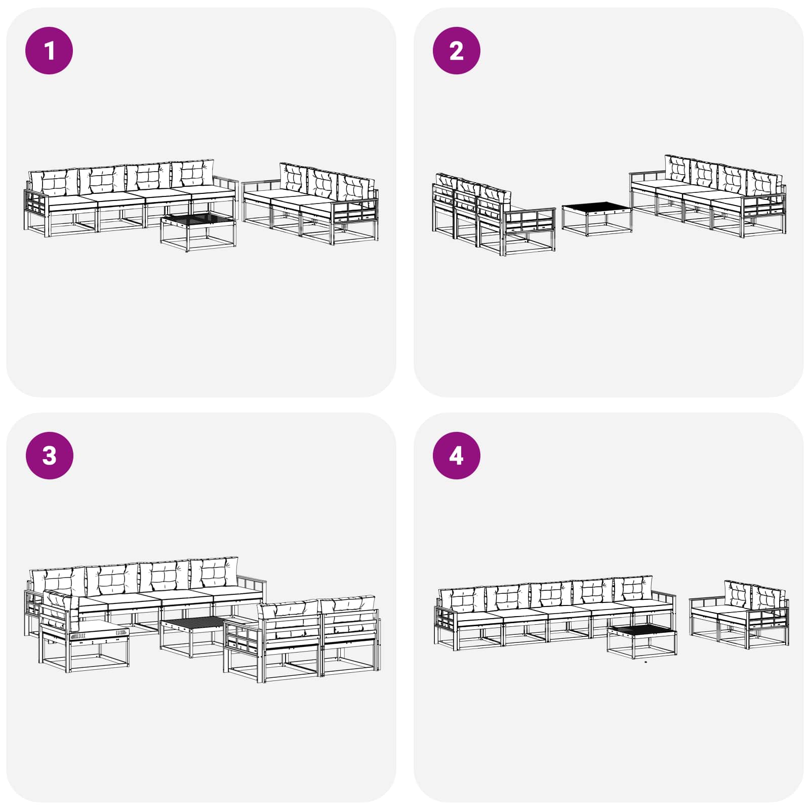 Set vanjskih sofa s jastukom 7 pcs Bijela i bež
