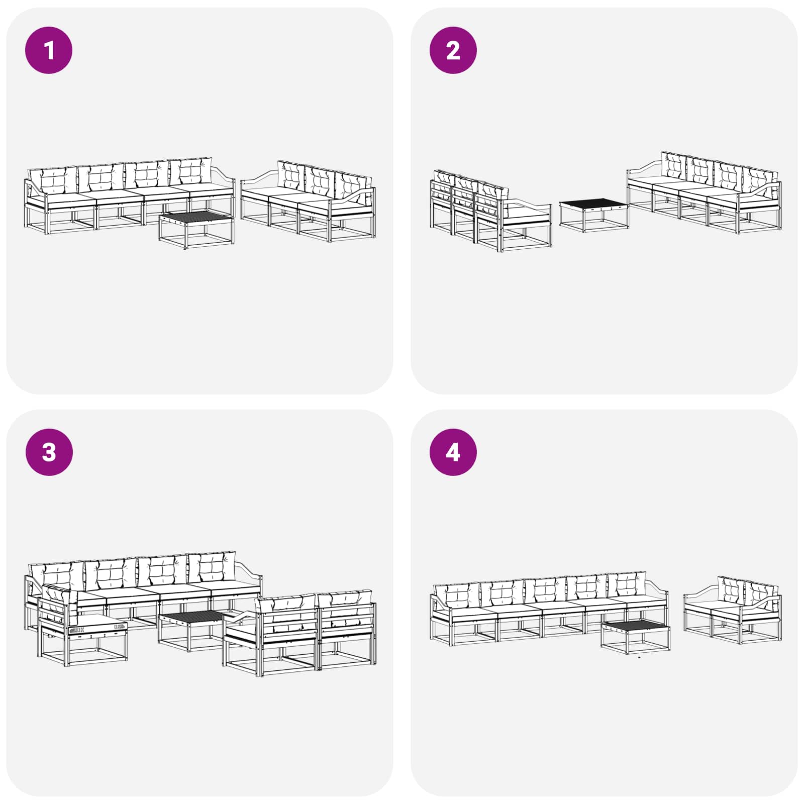 Set vanjskih sofa s jastukom 7 pcs Bijela i svjetlosiva