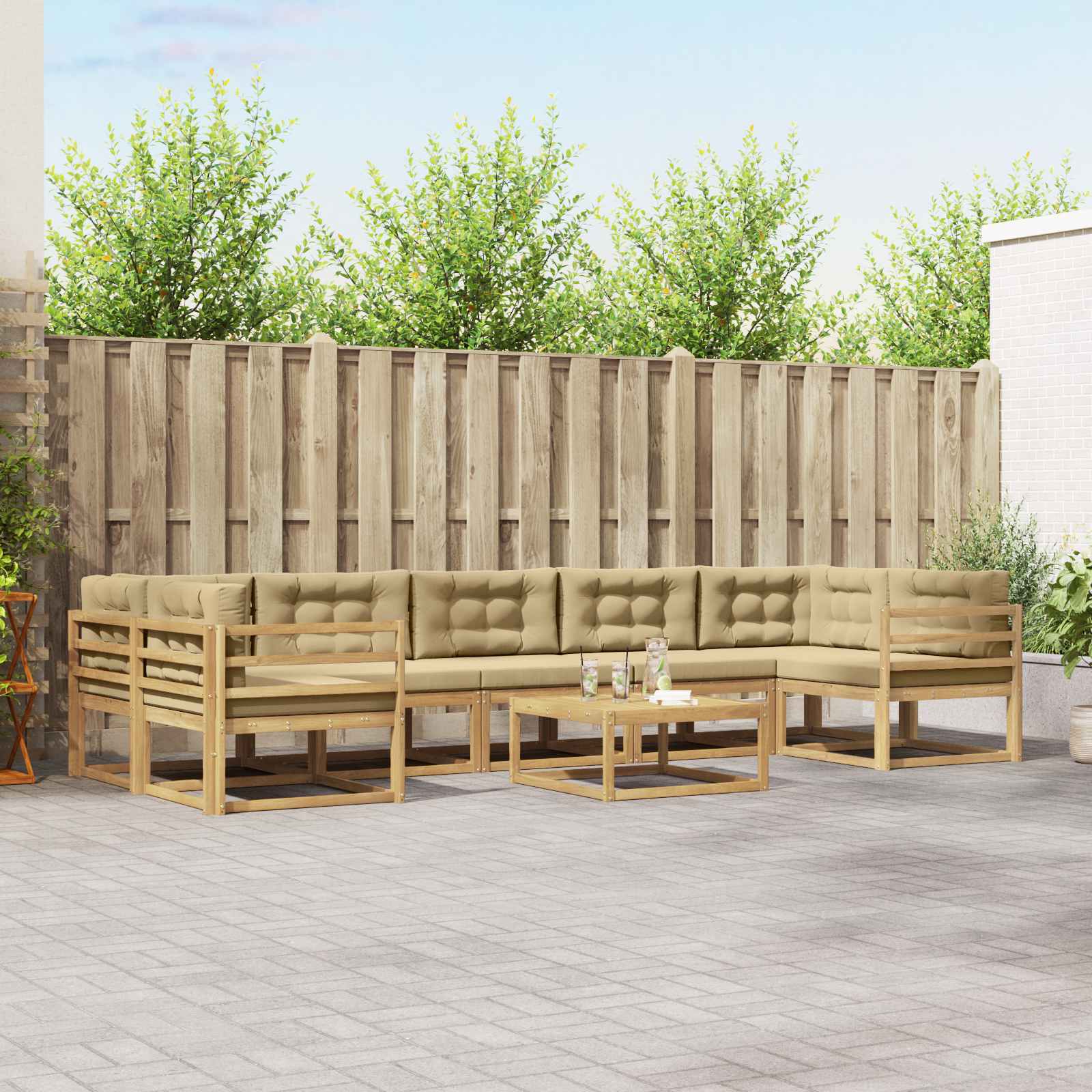 Set vanjskih sofa s jastukom 6 pcs Bijela i bež