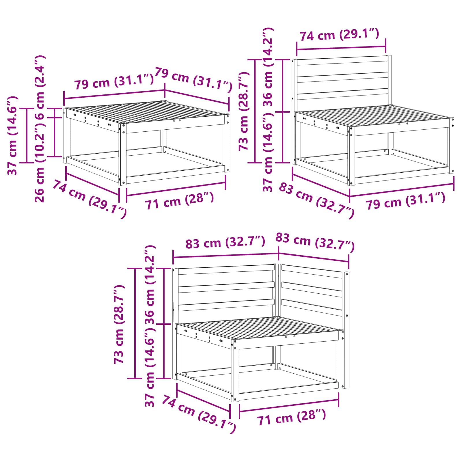 Set vanjskih sofa s jastukom 6 pcs Bijela i krem
