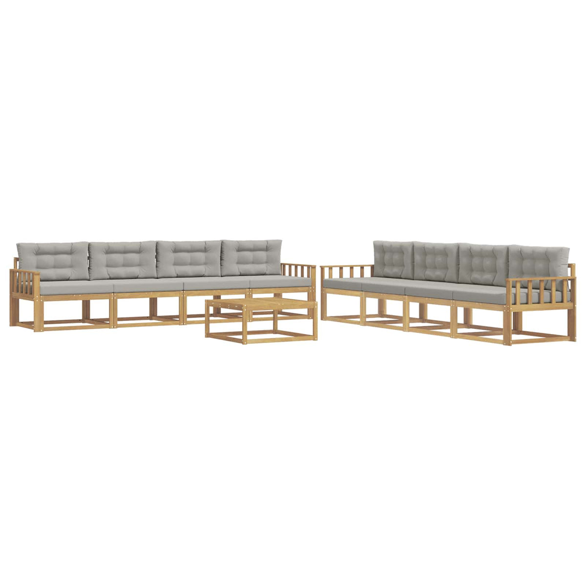 Set vanjskih sofa 9 kom. Bijela i svjetlosiva Poliester