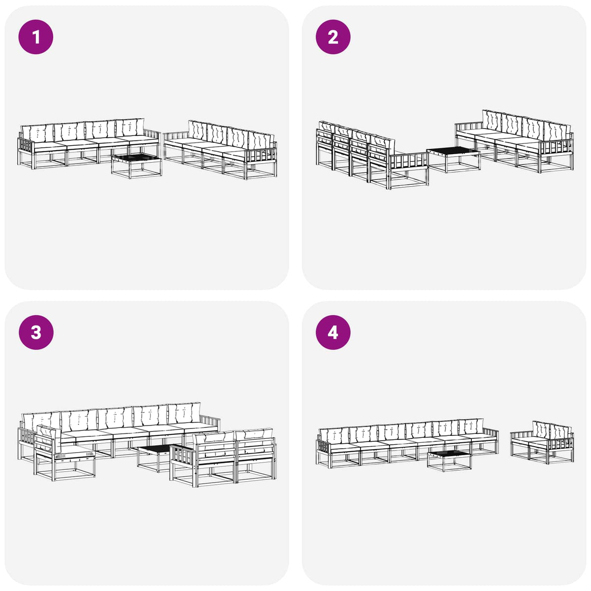 Set vanjskih sofa 9 kom. Bijela i antracit Poliester