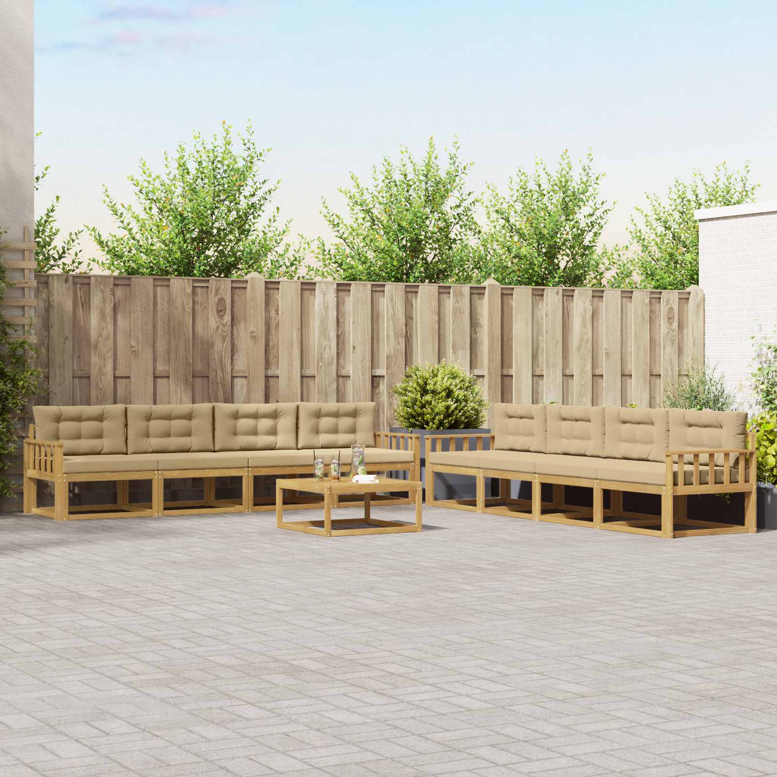 Set vanjskih sofa 9 pcs Bijela i bež 79 x 79 x 37 cm Poliester