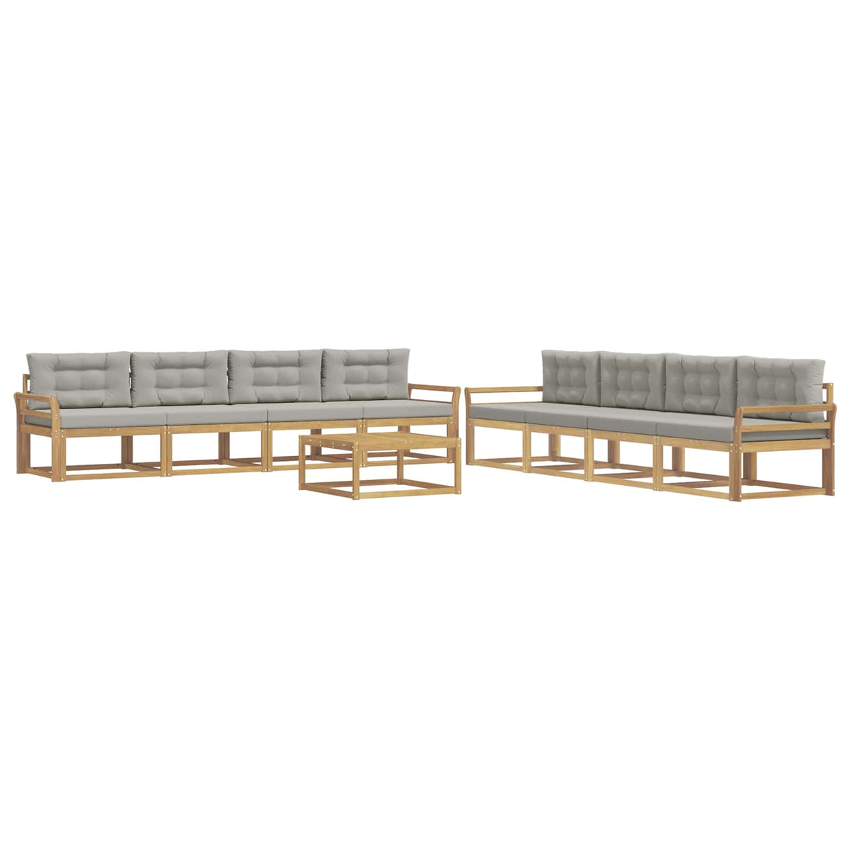 Set vanjskih sofa 9 kom. Bijela i svjetlosiva Poliester
