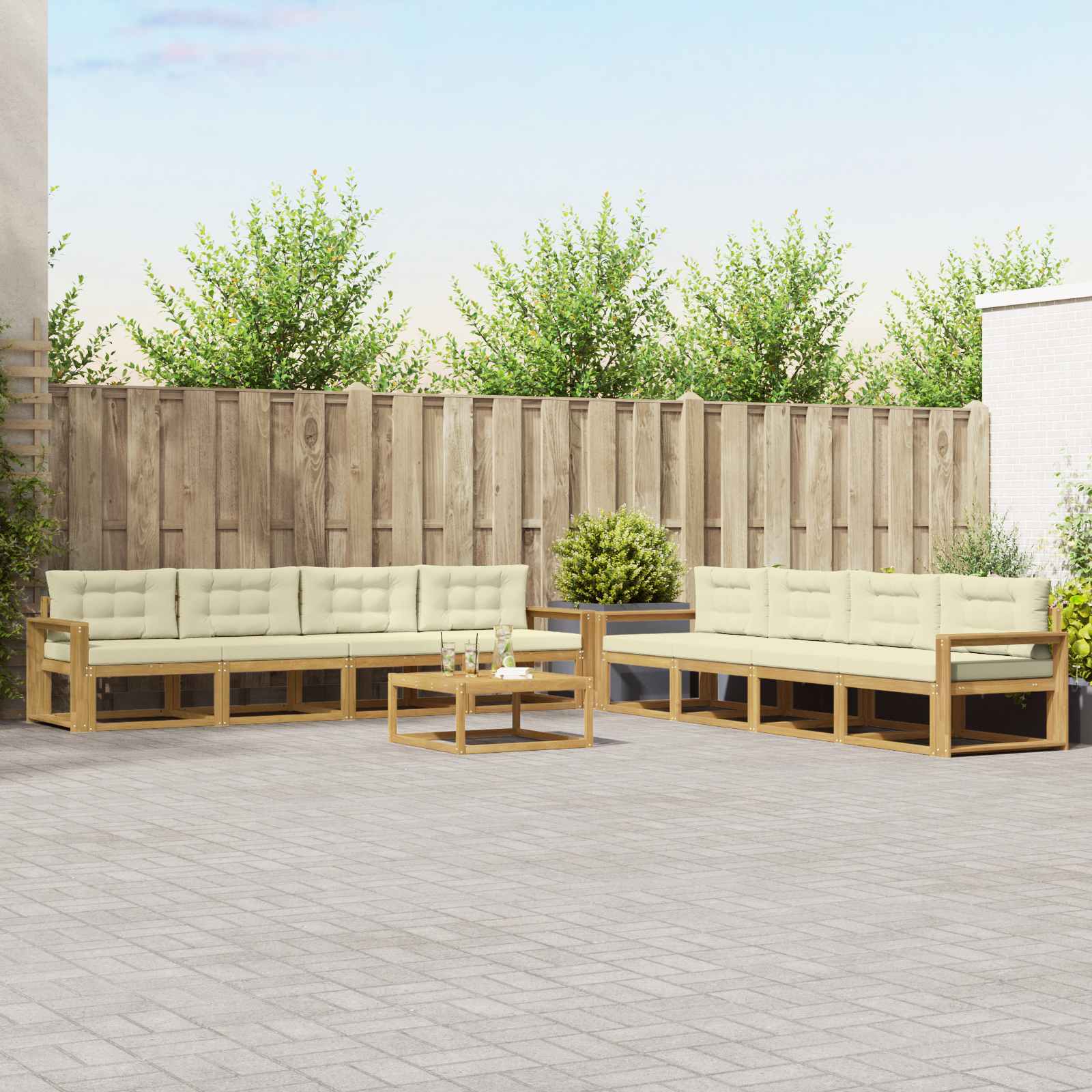 Set vanjskih sofa 9 pcs Bijela i krem 79 x 79 x 37 cm Poliester