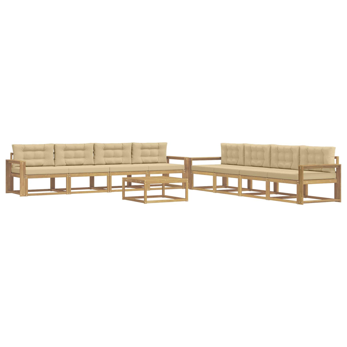 Set vanjskih sofa 9 kom. Bijela i bež Poliester