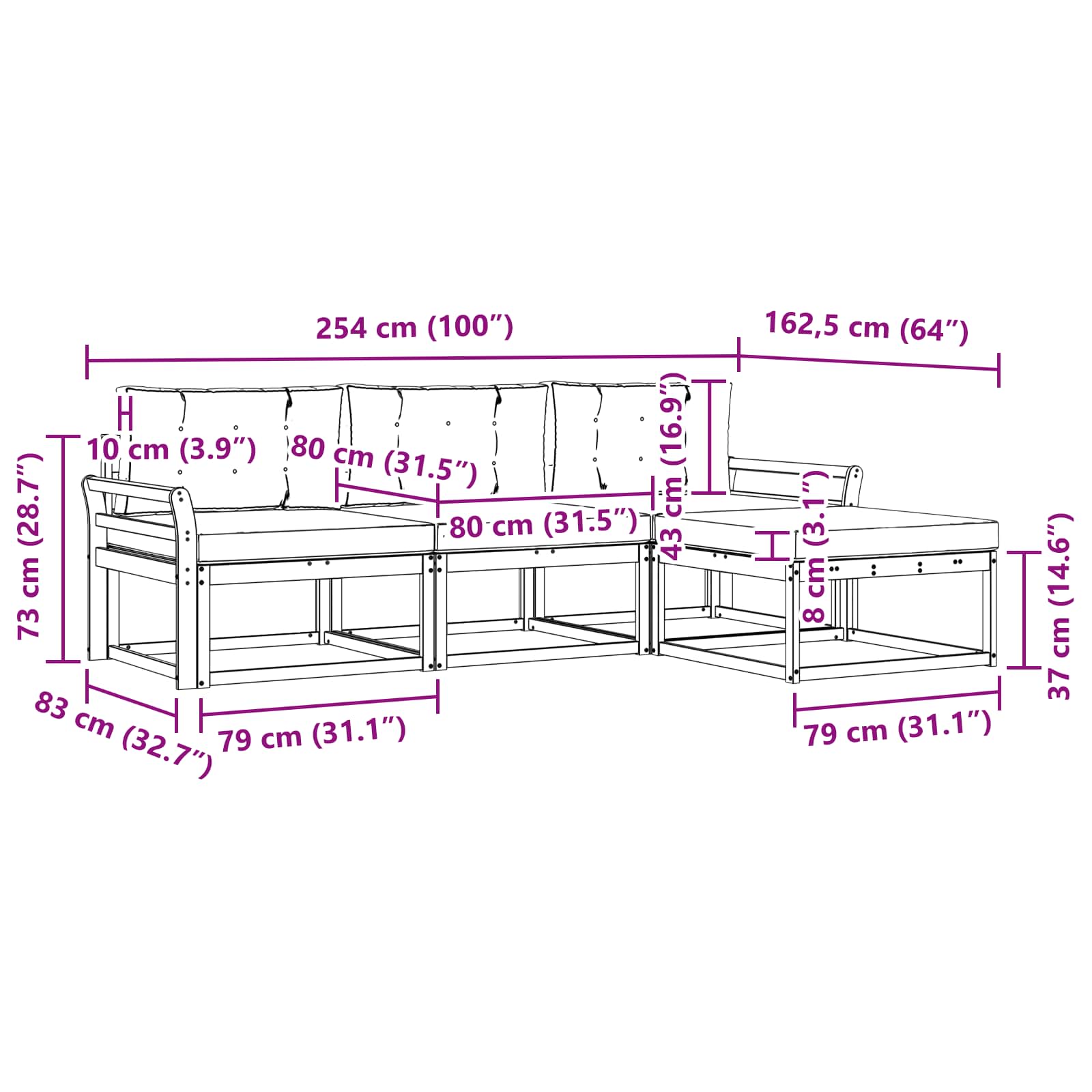 Set vanjskih sofa s jastukom 4 pcs Bijela i krem Poliester