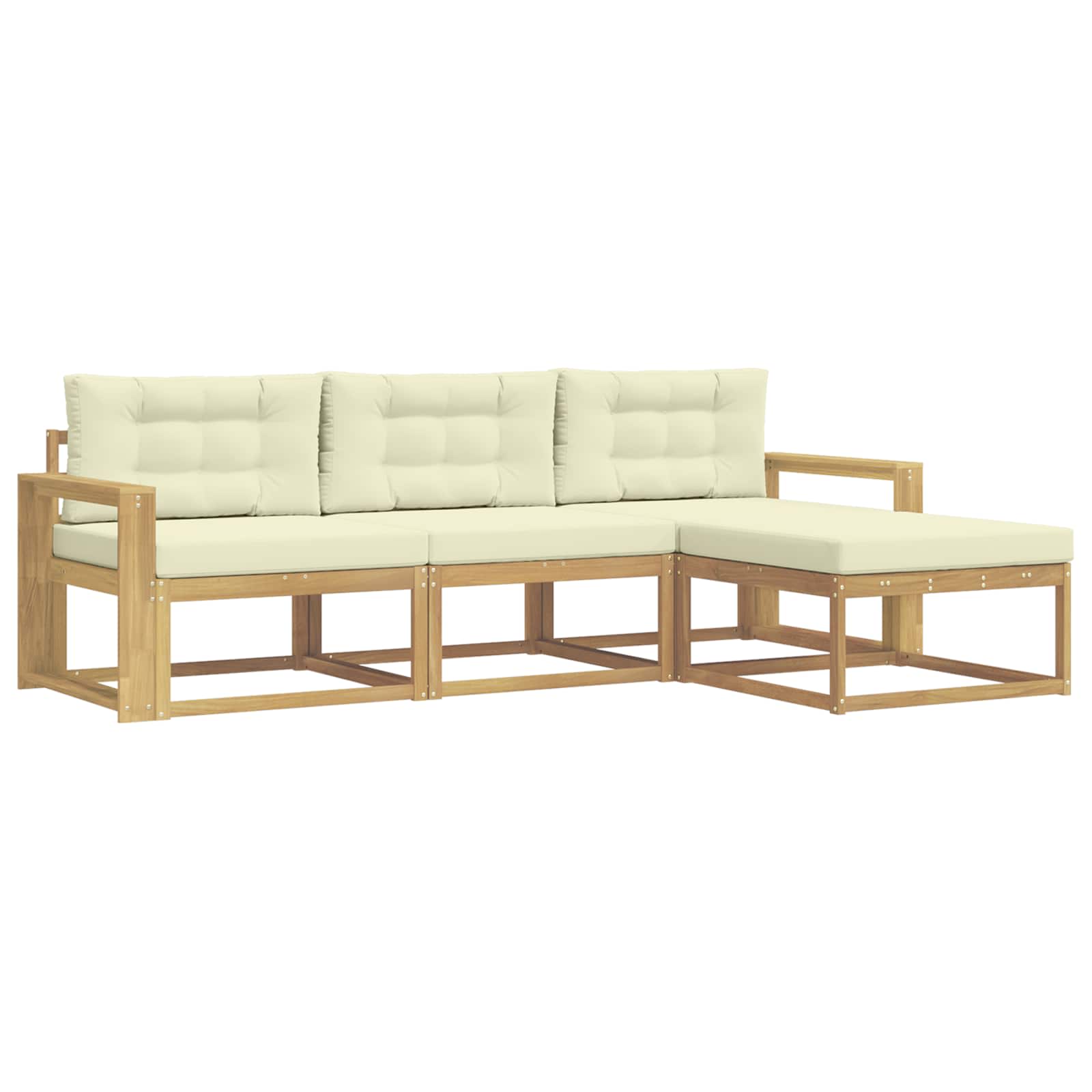 Set vanjskih sofa s jastukom 4 pcs Bijela i krem Poliester