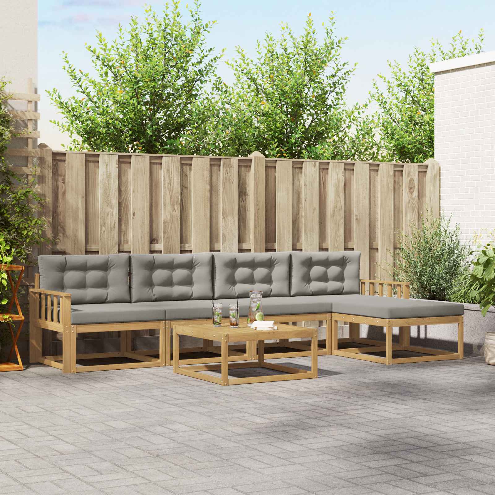 Set vanjskih sofa 6 pcs Bijela i svjetlosiva 79 x 79 x 37 cm