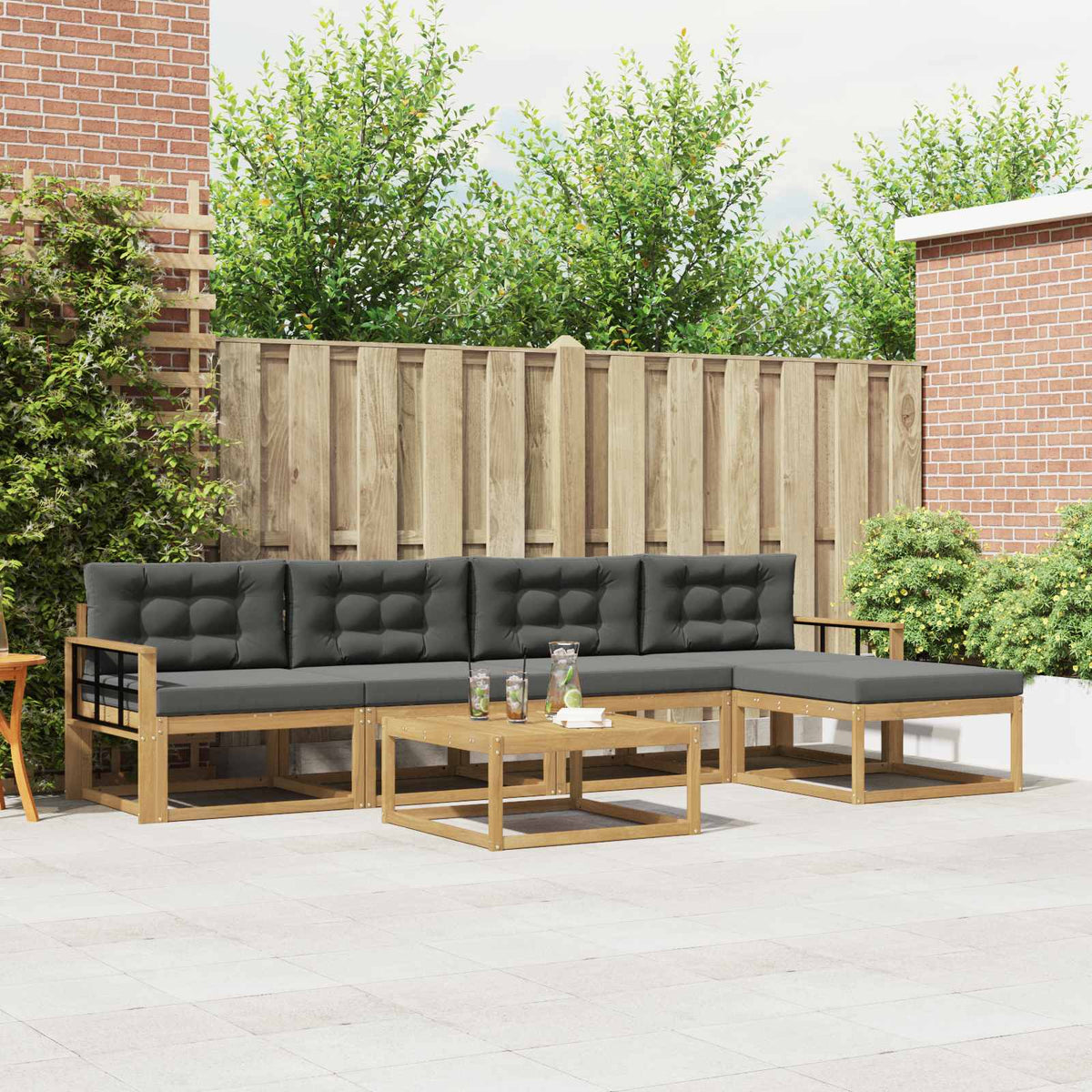 Set vanjskih sofa 6 kom. Bijela i antracit Poliester