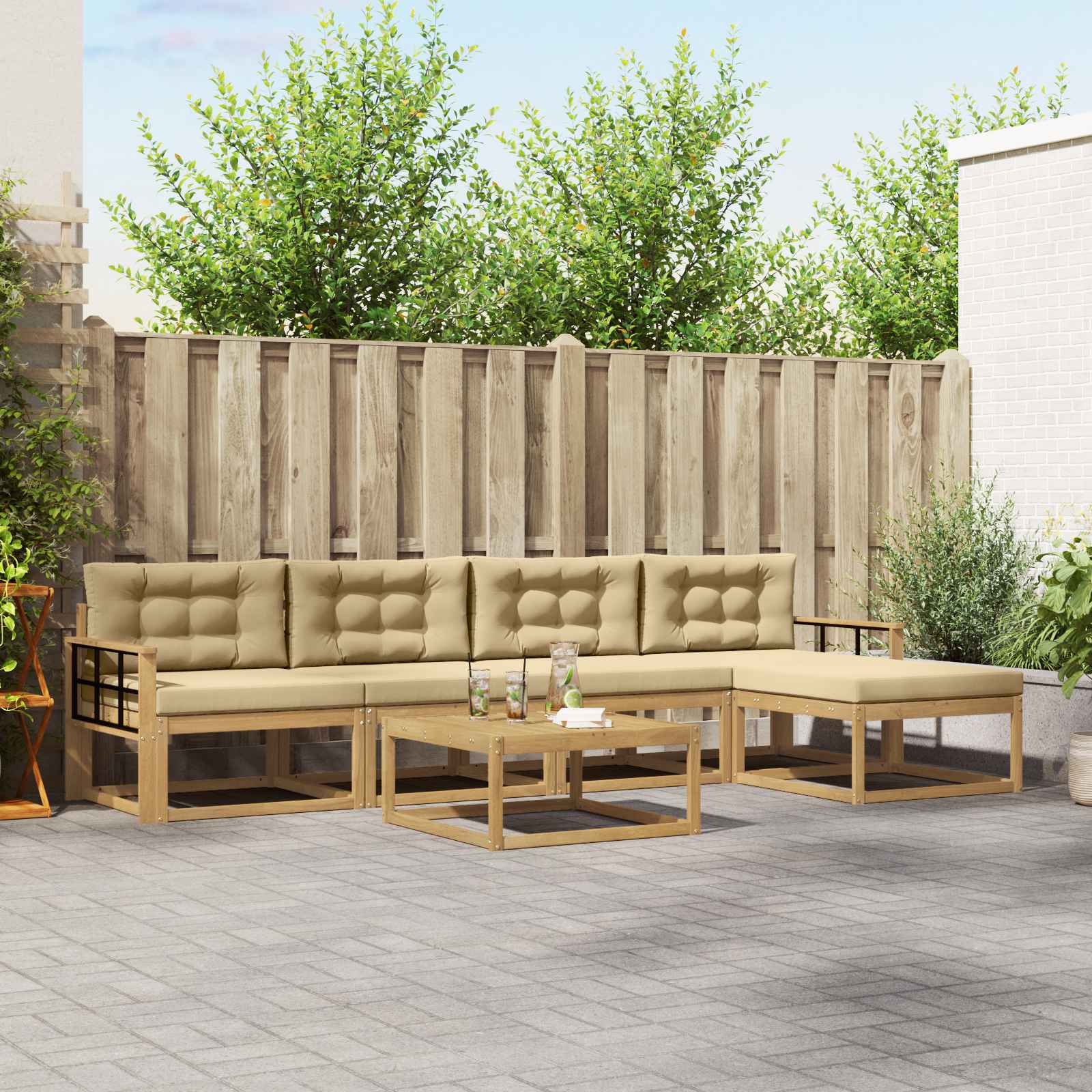 Set vanjskih sofa 6 pcs Bijela i bež 79 x 79 x 37 cm Poliester