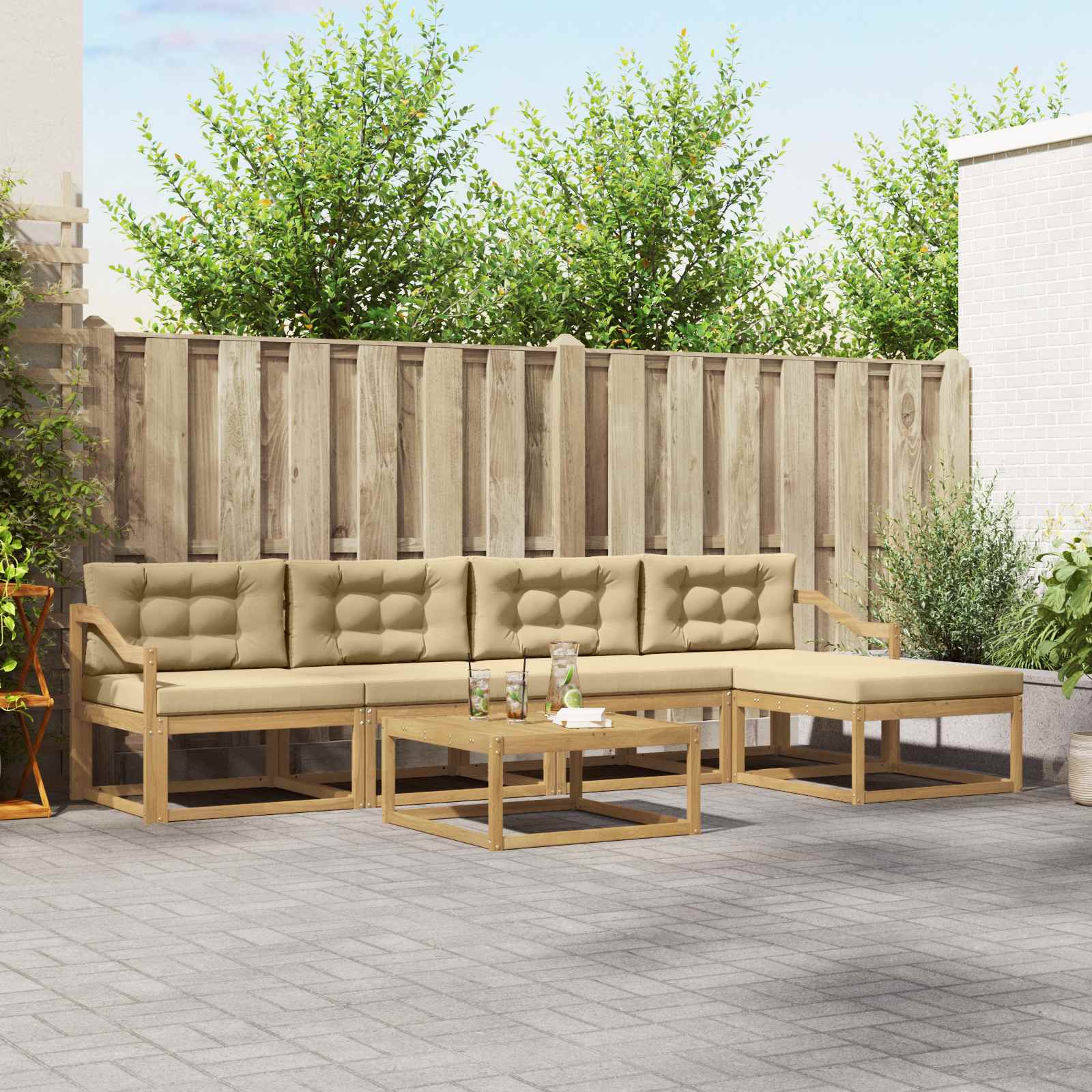 Set vanjskih sofa 6 pcs Bijela i bež 79 x 79 x 37 cm Poliester