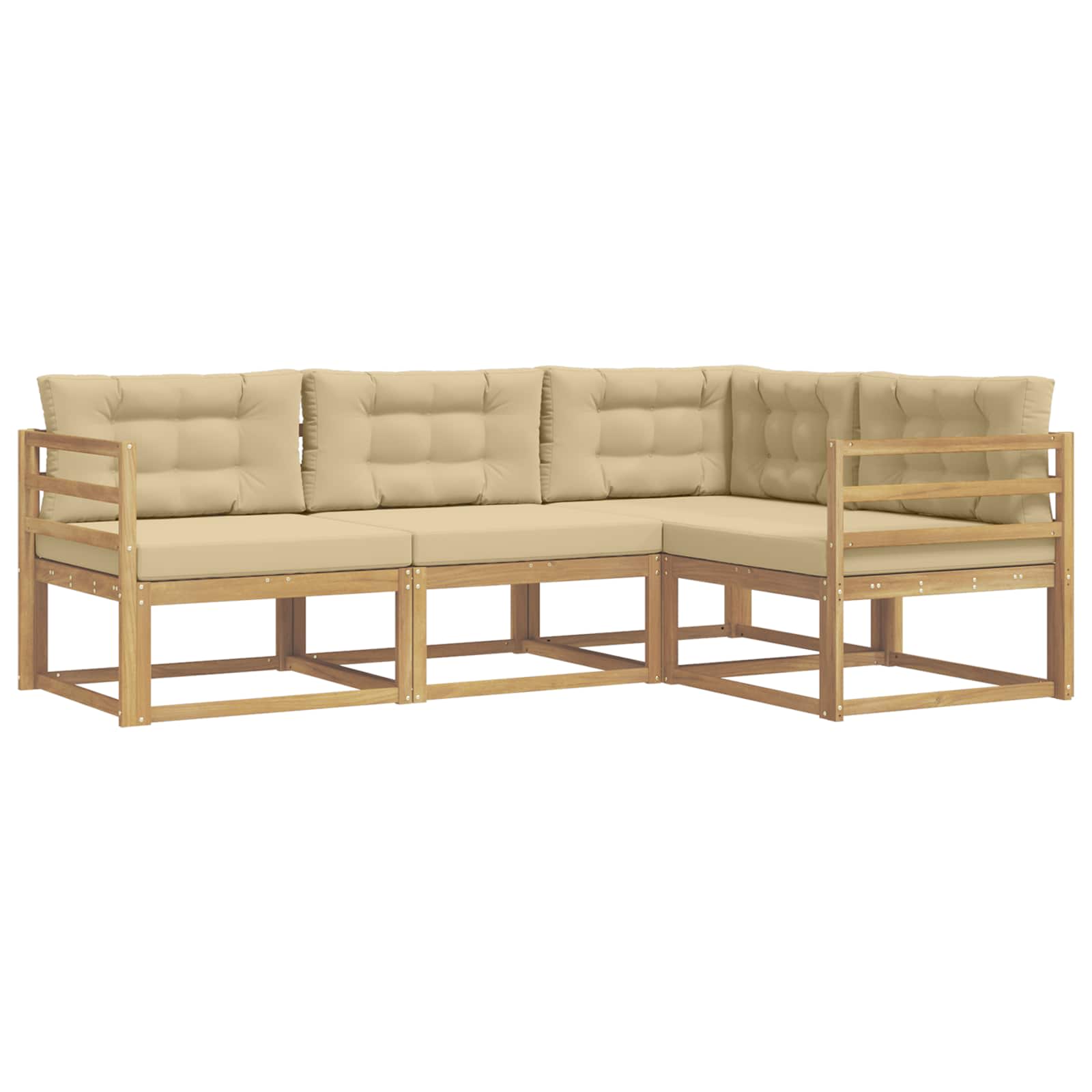 Set vanjskih sofa s jastukom 3 pcs Bijela i bež Poliester