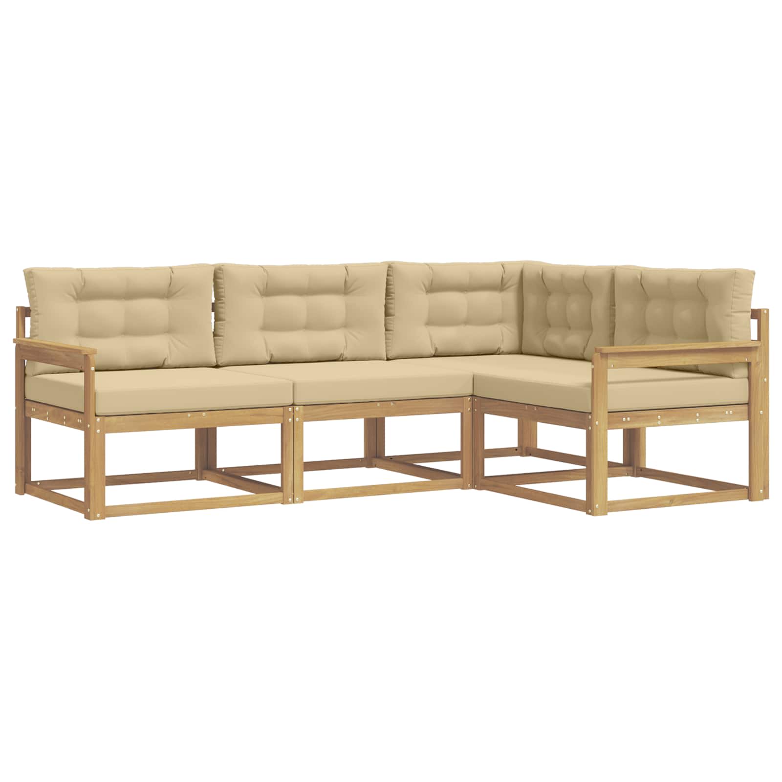 Set vanjskih sofa s jastukom 3 pcs Bijela i bež Poliester