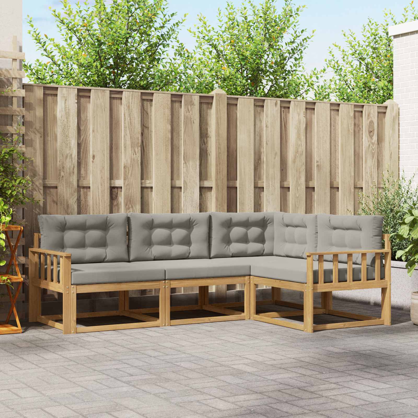 Set vanjskih sofa 3 pcs Bijela i svjetlosiva Poliester